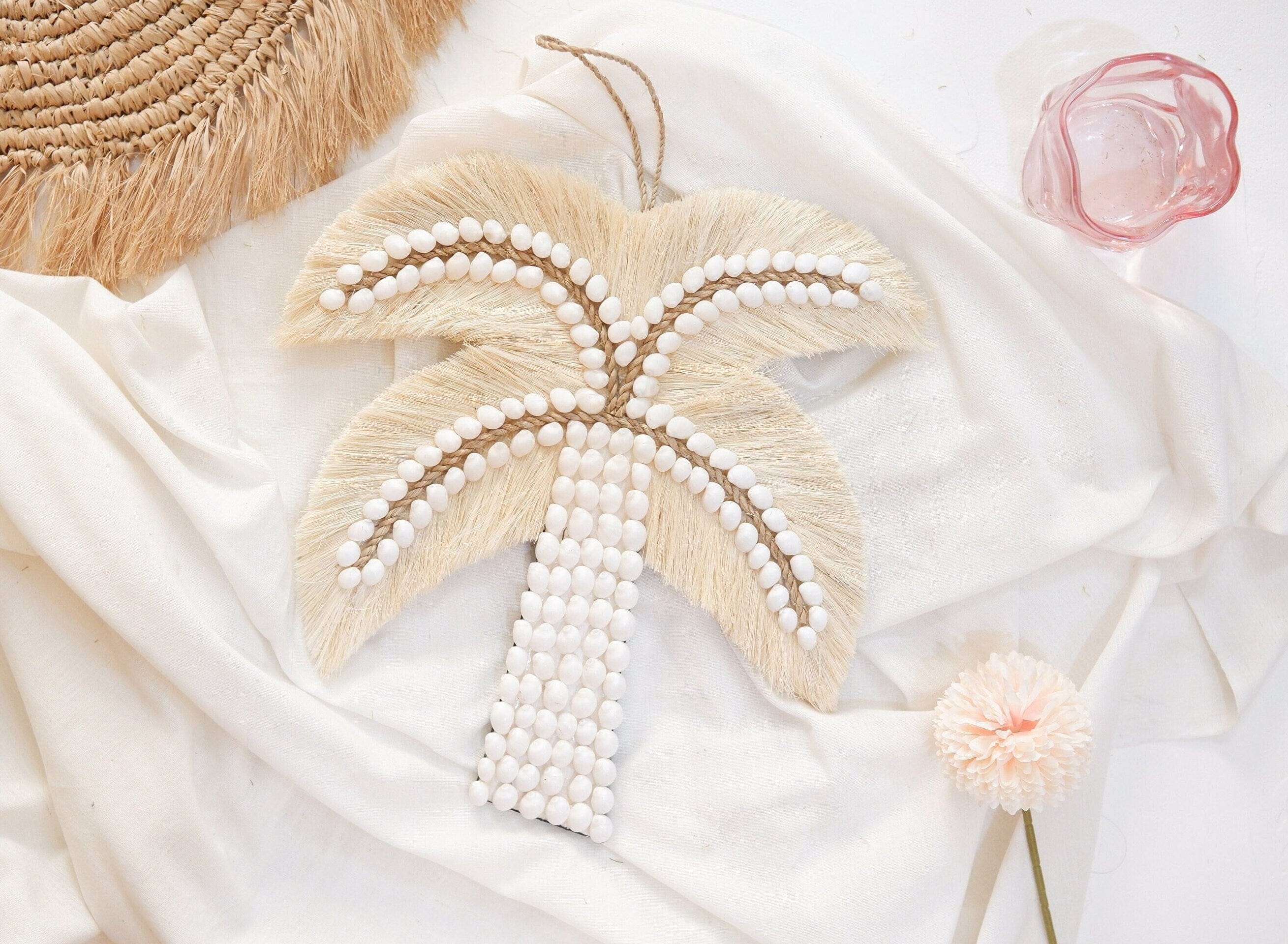 Boho Palm Tree Shell Wall Decor – Coastal Nursery and Kids' Room Ornament