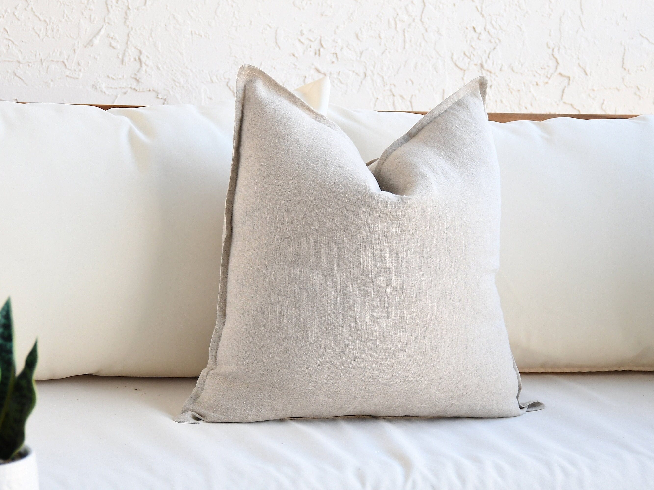 Boho Pillow Set - 3-Piece Neutral Décor Collection | Beige & White | Handwoven Cotton & Wool