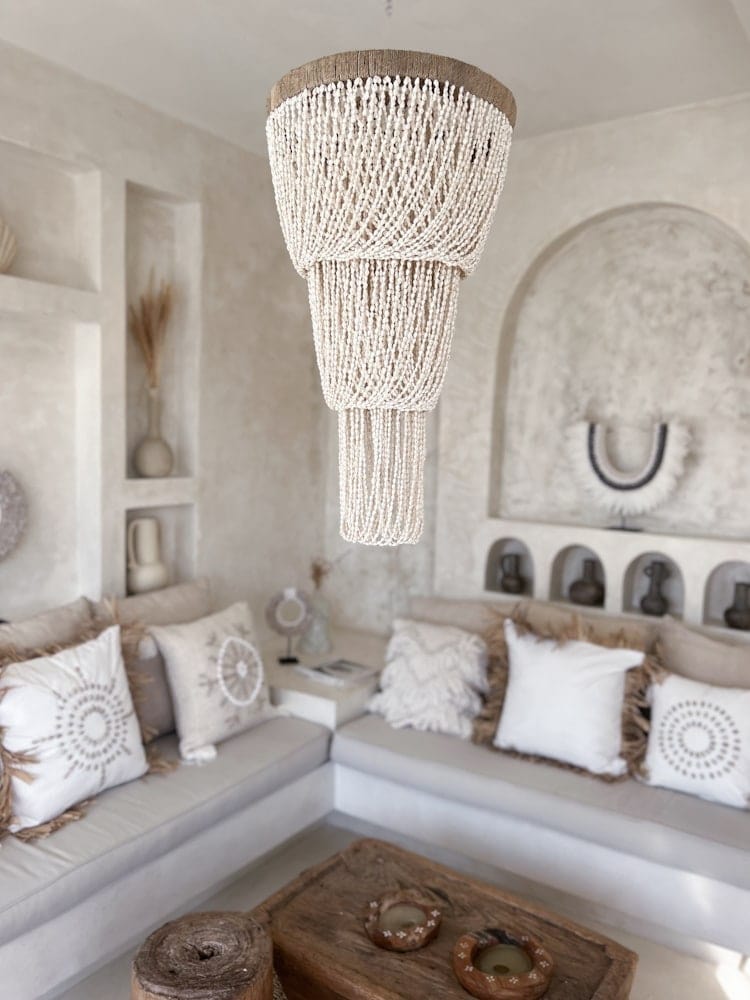 Boho Shell Chandelier – Natural Seashell Pendant Light for Living Room and Bedroom