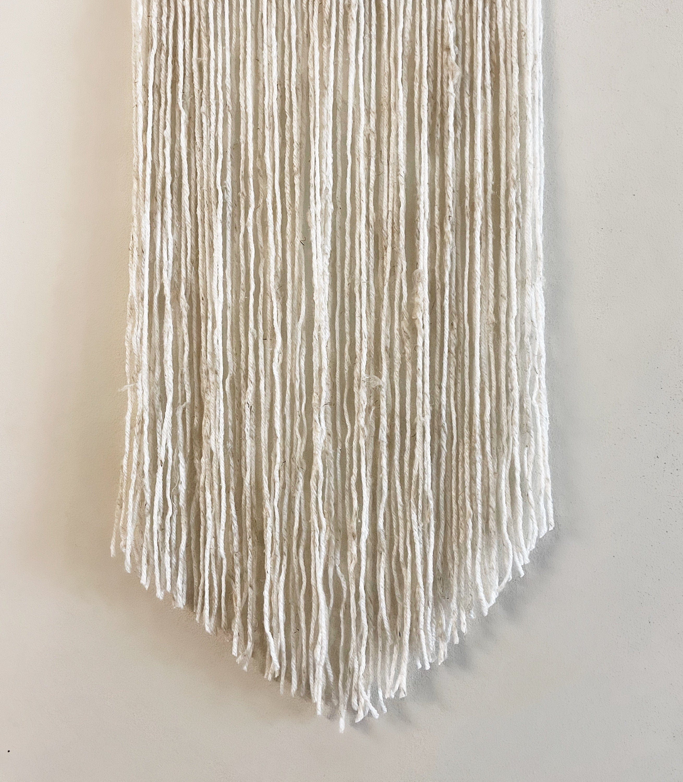 Boho Triple Hoop Wall Hanging - Beige Yarn Macrame Decor for Nursery or Home"