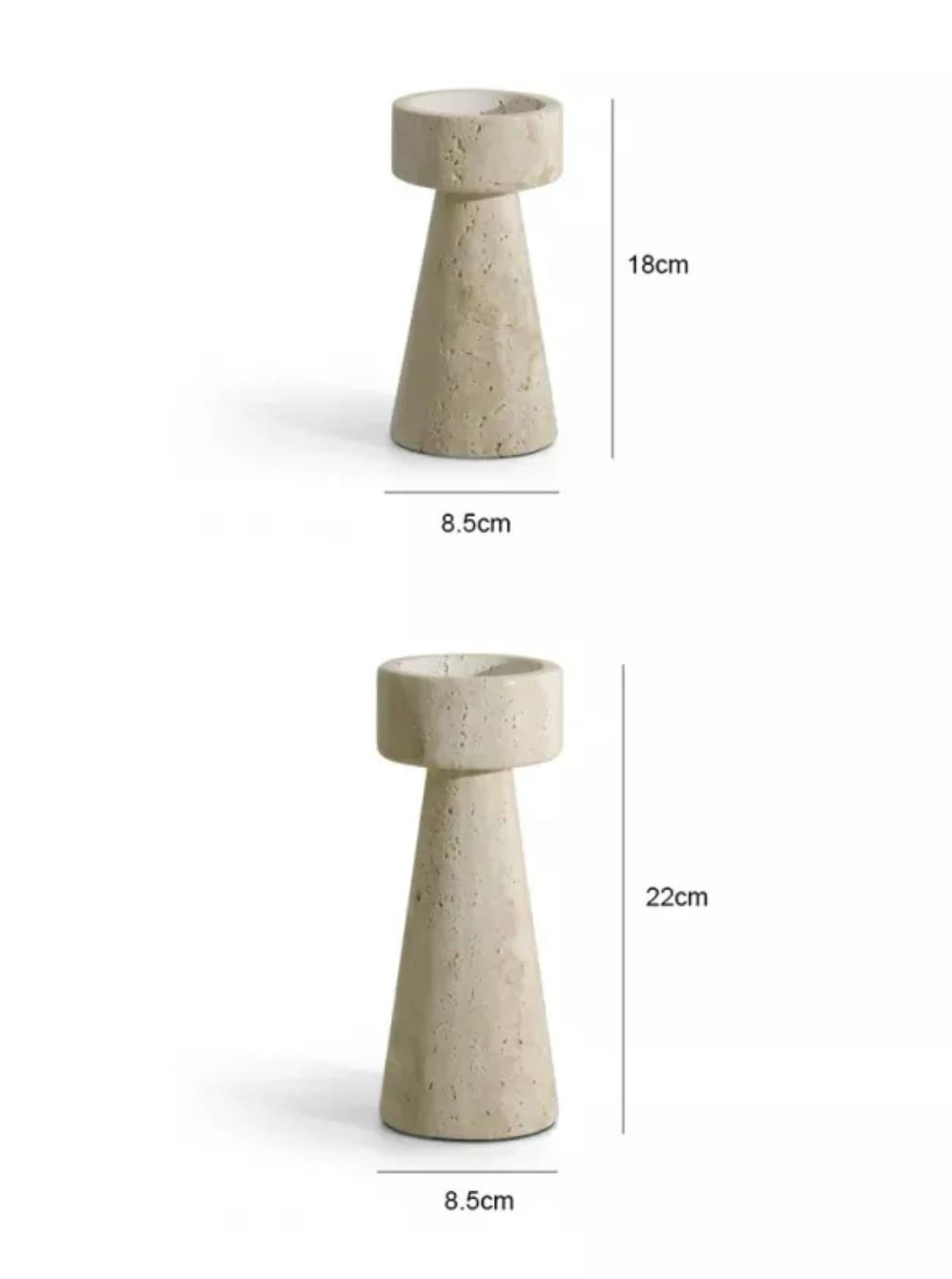 Minimalist Travertine Candle Holder – Natural Marble Taper Holder for Dining Table