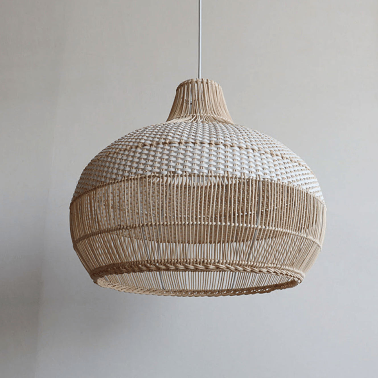 Captivating Rattan Elegance: Handwoven Bamboo Pendant Light for Boho Vibes - 21"