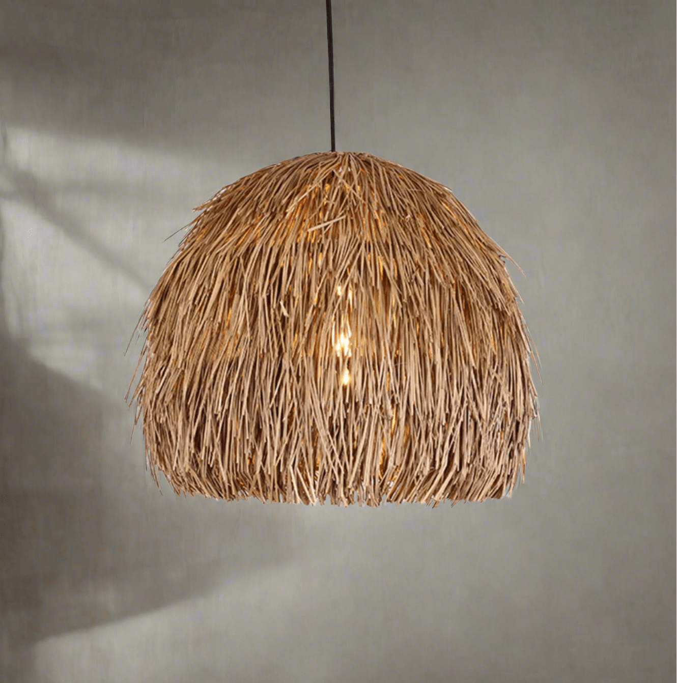 Chunky Raffia Rattan Pendant Light – Earthy Chic Design for Kitchen Islands and Dining Rooms