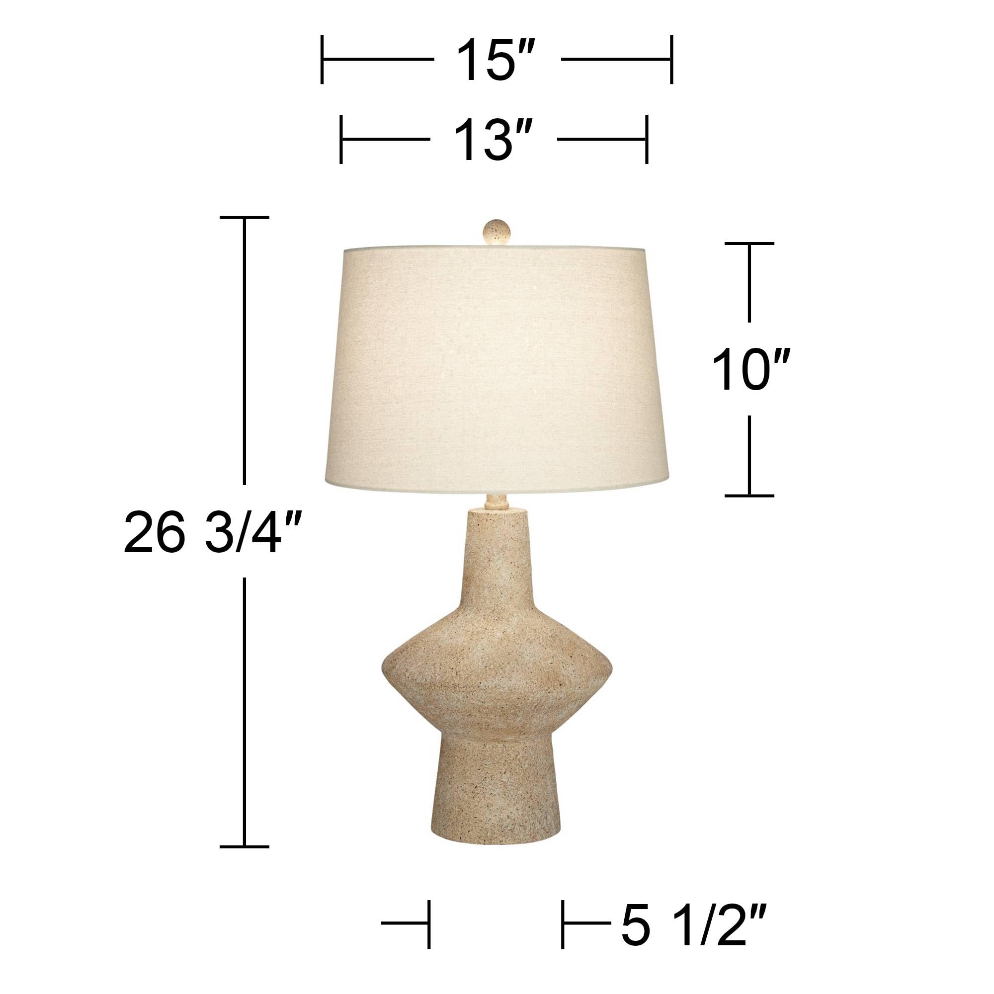 Coastal Charm: Set of 2 Rustic Modern Table Lamps with Geometric Bases and Off-White Shades