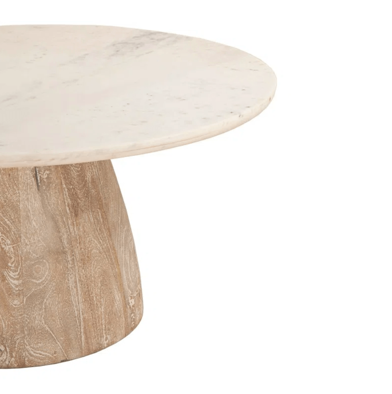 Coffee Table with Whitewash Finish, Solid Mango Wood and Marble for Any Home Setting