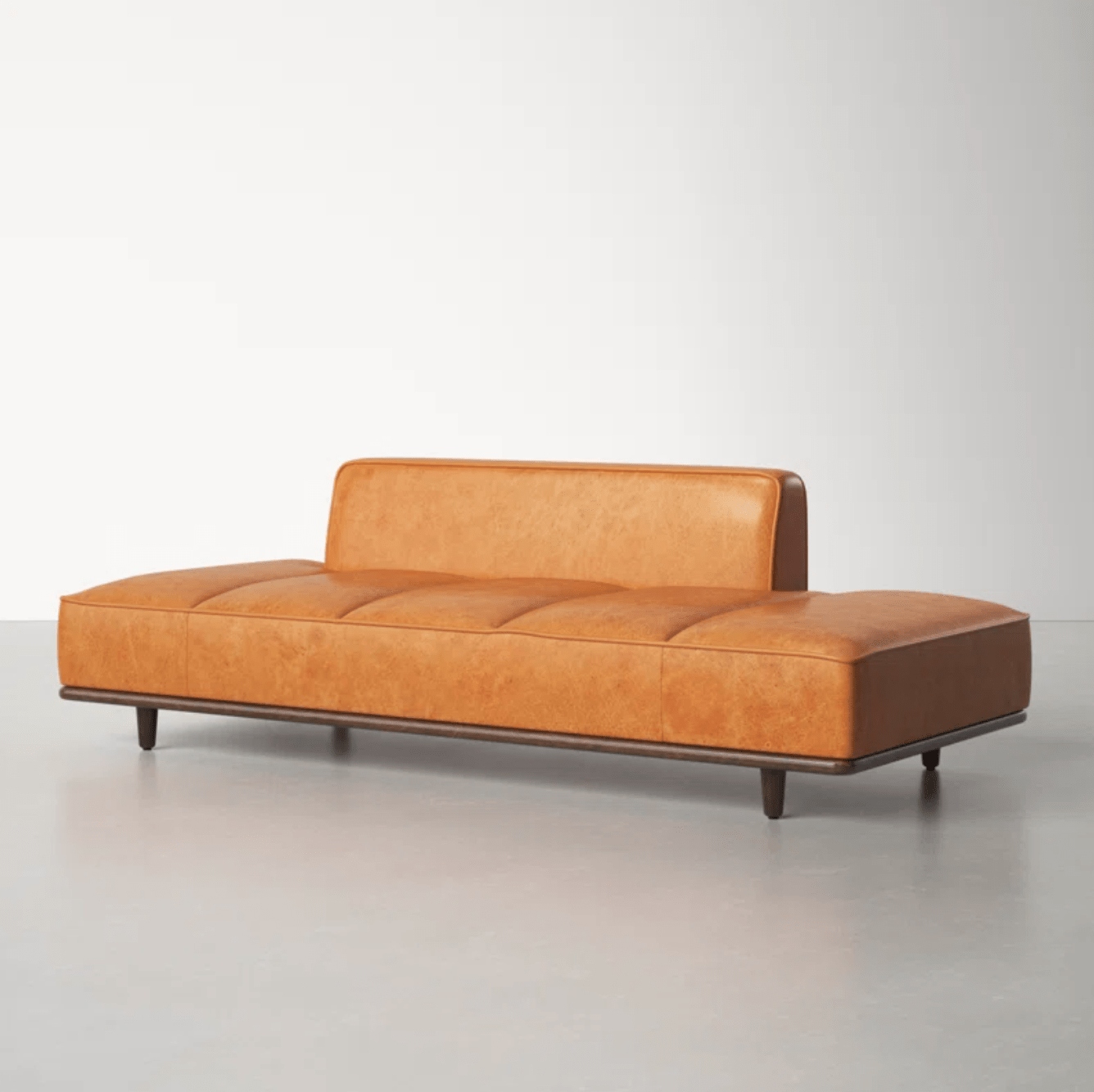 Cognac Tan Full-Grain Leather Daybed - Elegant Versatility for Relaxation