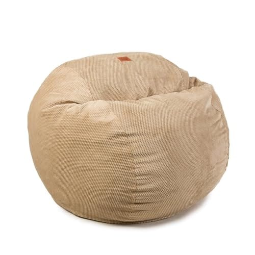 Convertible Chenille Bean Bag Chair and Bed - Full Size, Tan