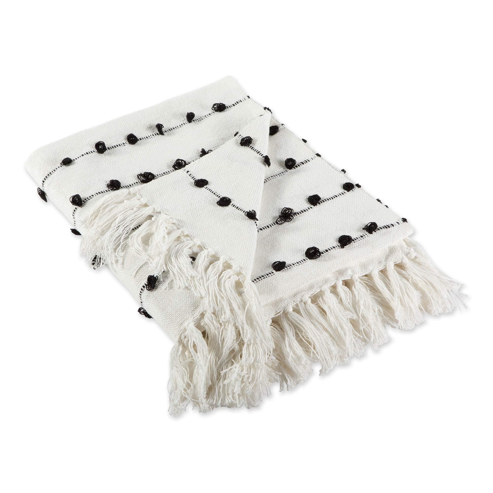 Cozy Woven Cotton Throw Blanket with Decorative Fringe - 50x60" Off-White