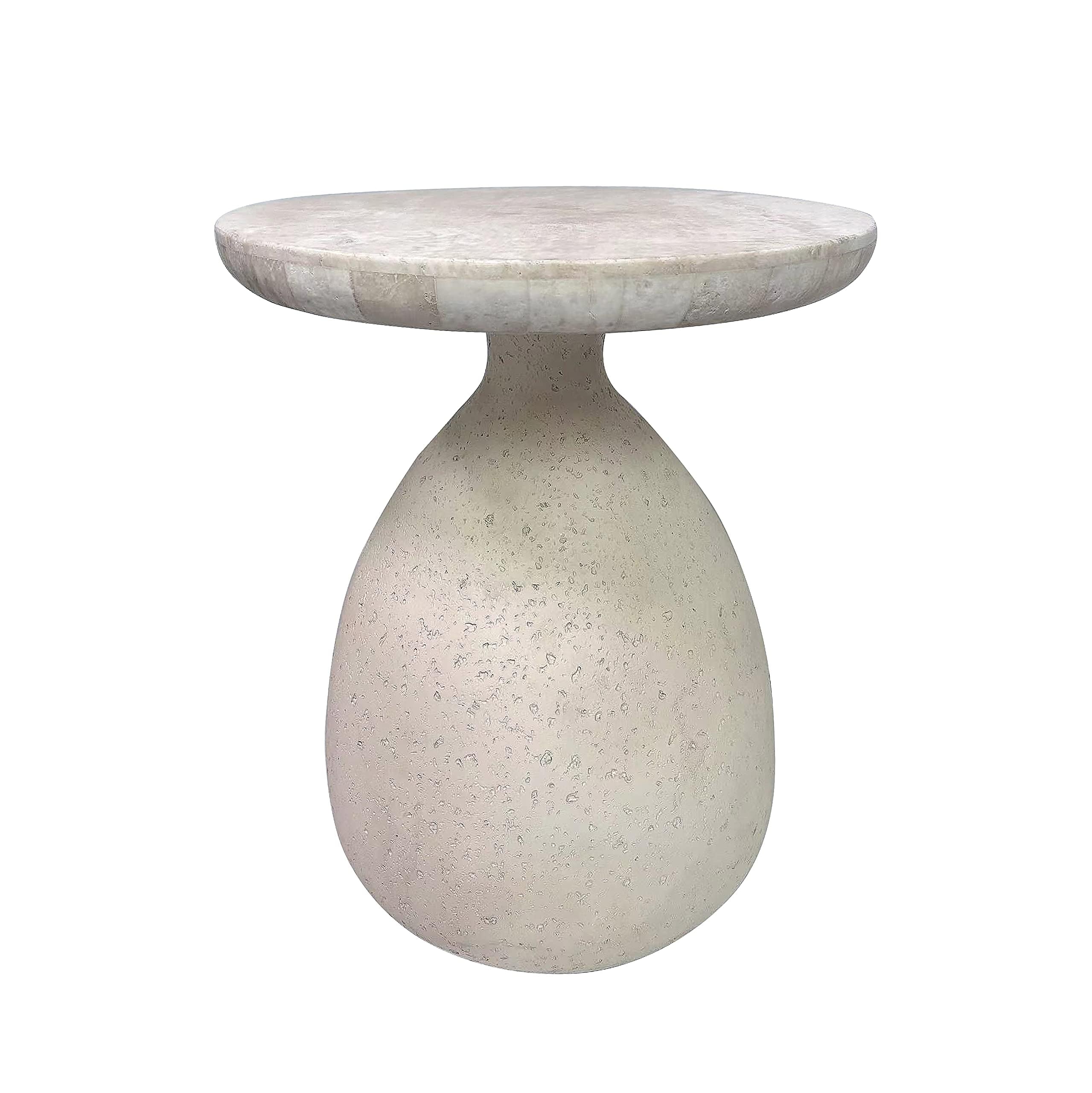 Cream Travertine Side Table – Modern Handmade Accent Piece