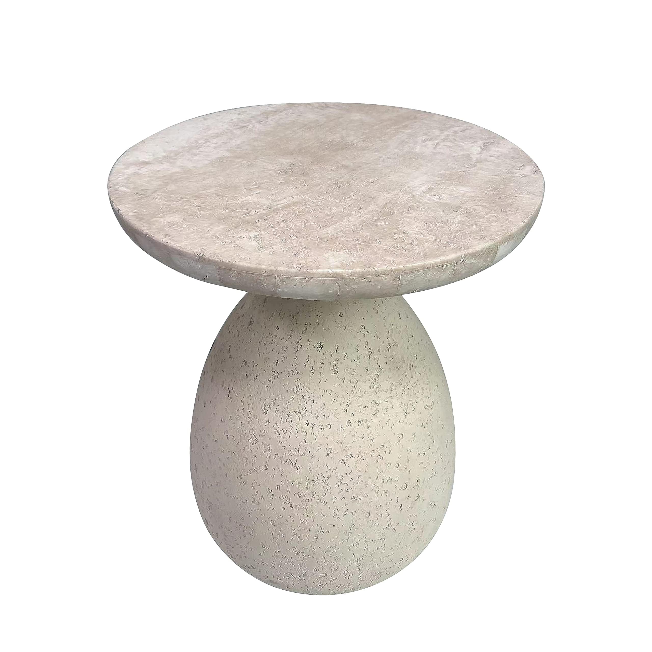 Cream Travertine Side Table – Modern Handmade Accent Piece