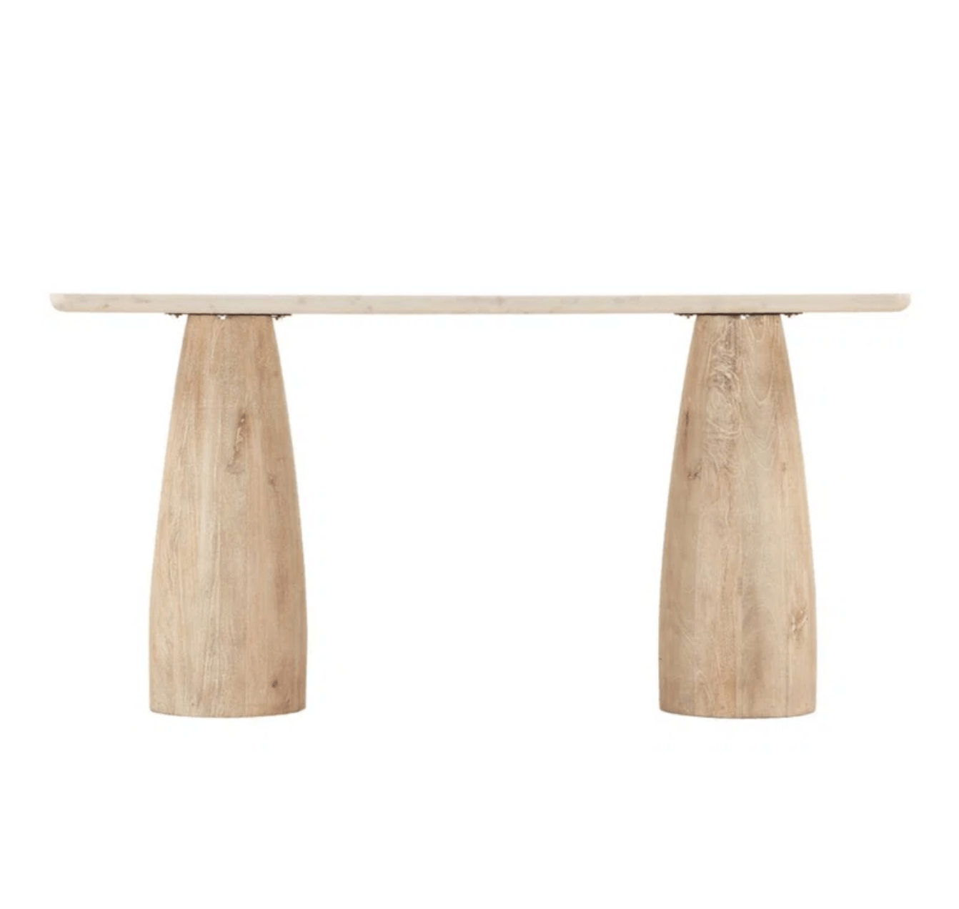 Curves and Straight Lines Console Table | Mango Wood and White Marble | Mid-Century Modern Design | Eco-Friendly