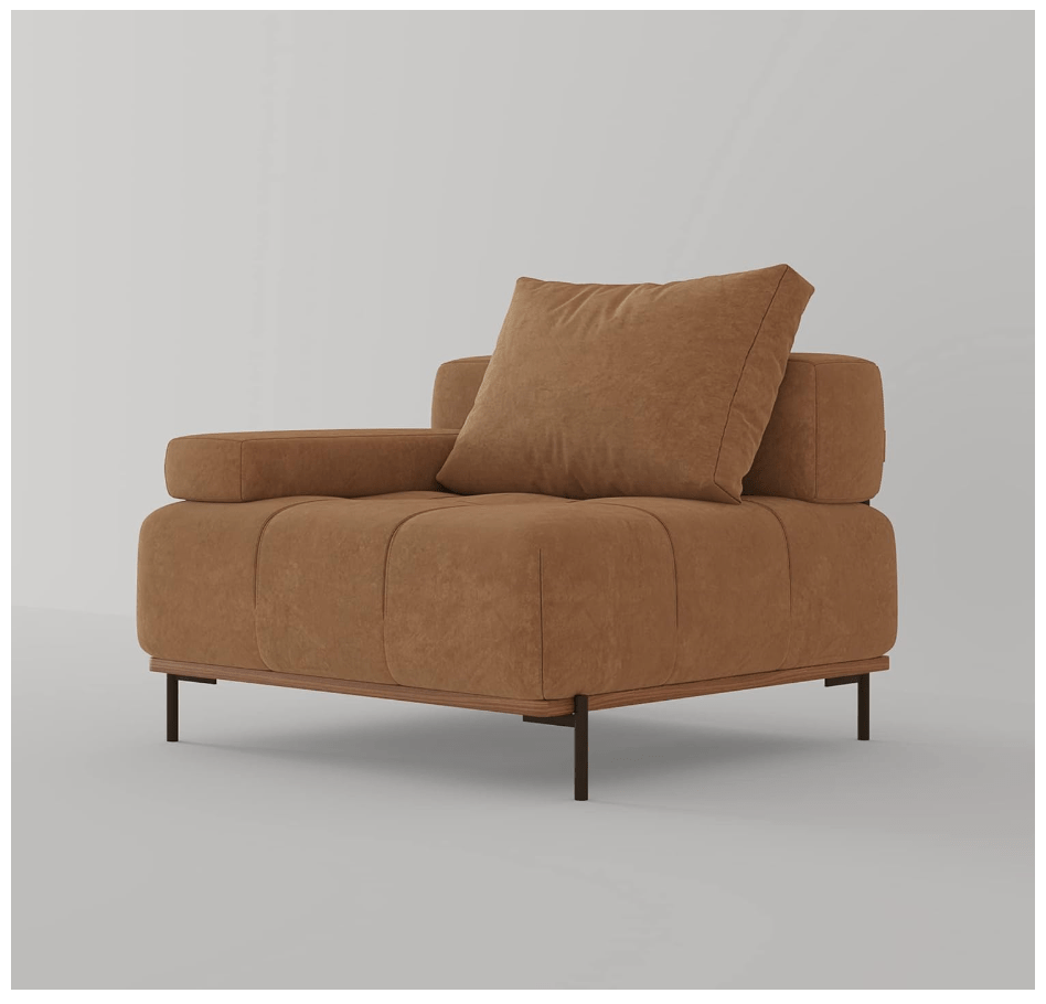 Customizable Configurations - Grand Modular Sofa with Blind Tufting, Deep Seat Armrest and Backrest Amber Brown