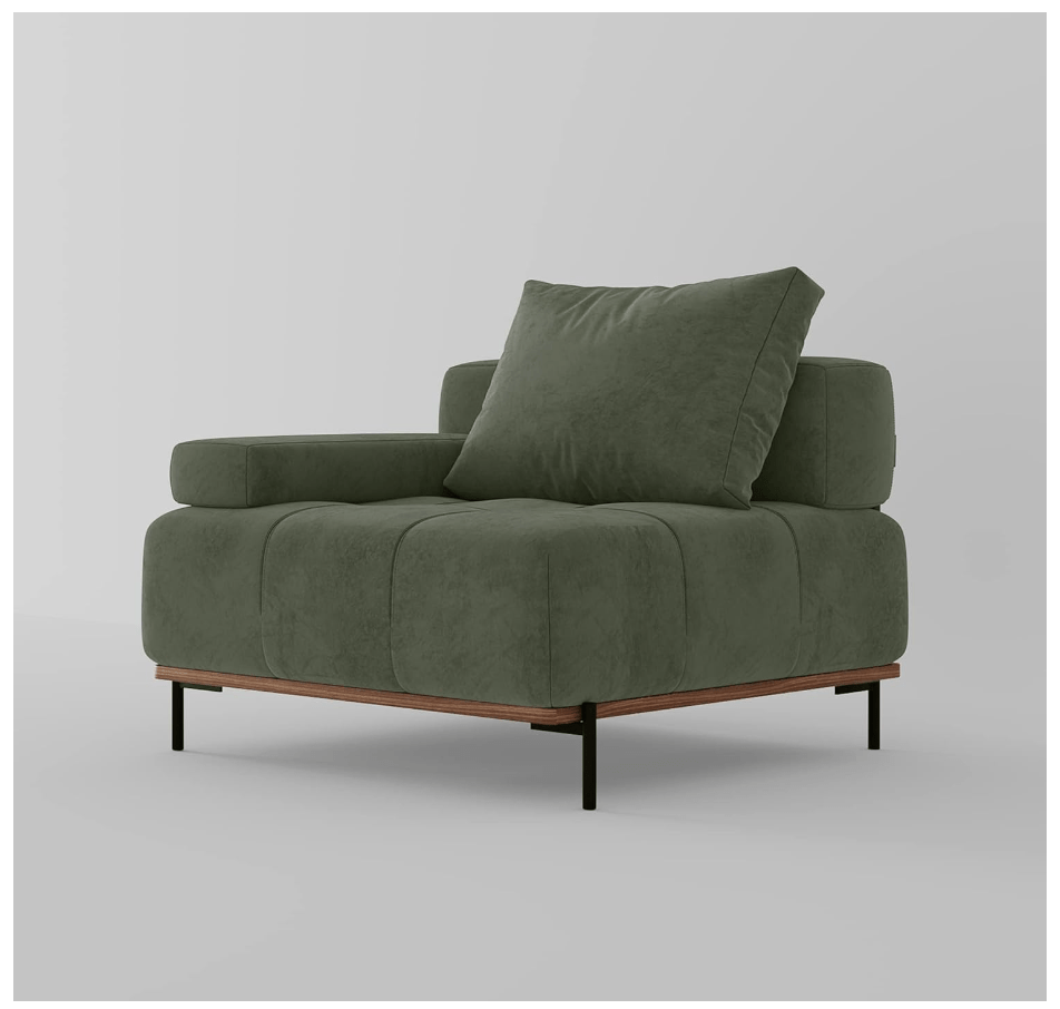 Customizable Configurations - Grand Modular Sofa with Blind Tufting, Deep Seat Armrest and Backrest Dark Green