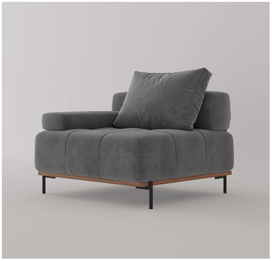 Customizable Configurations - Grand Modular Sofa with Blind Tufting, Deep Seat Armrest and Backrest Grey