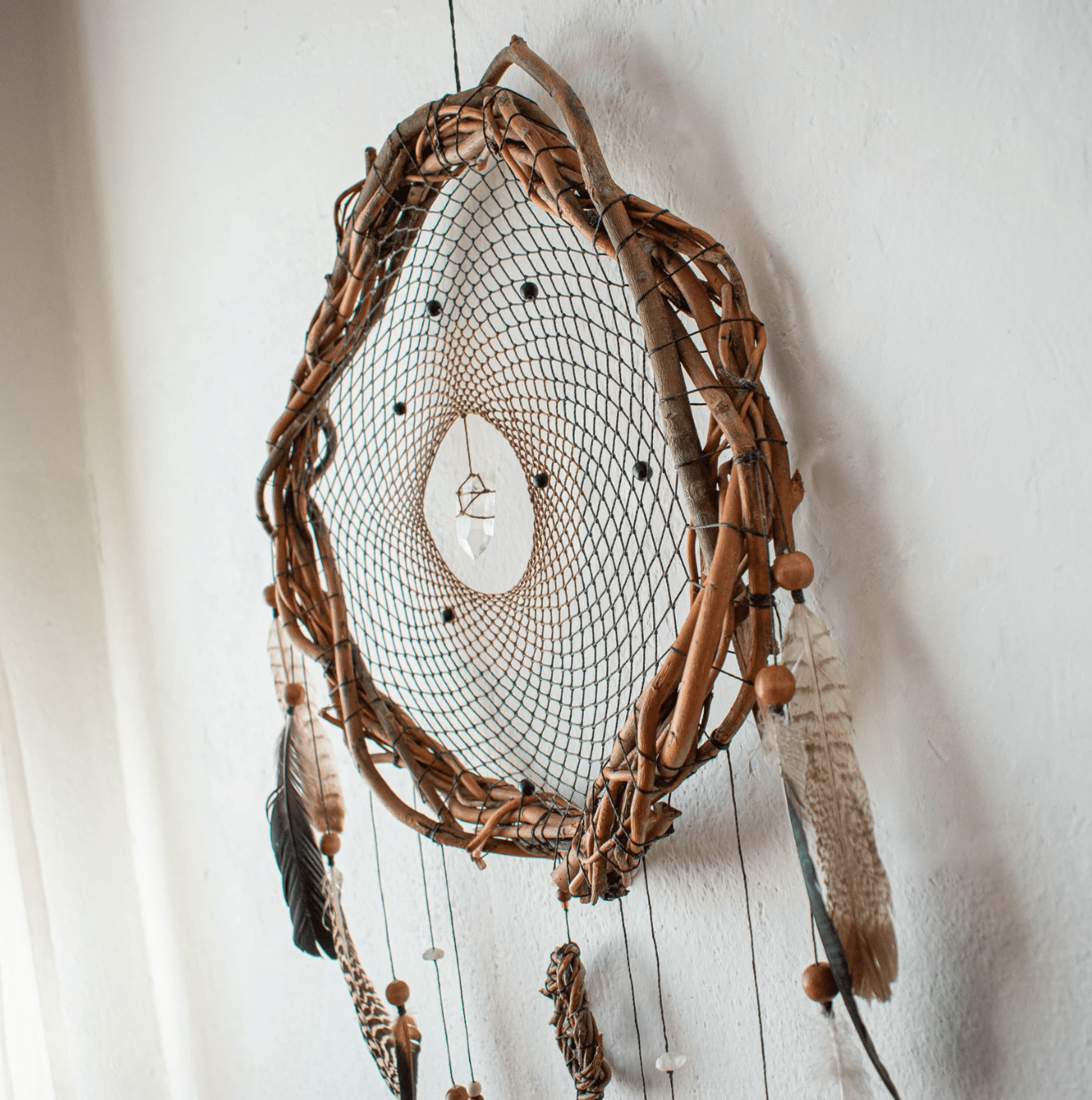 Dream Catchers Brown Handmade Feather Native American Dreamcatcher Circular Net for Car Kids Bed Room Wall Hanging Decoration Decor Ornament Craft