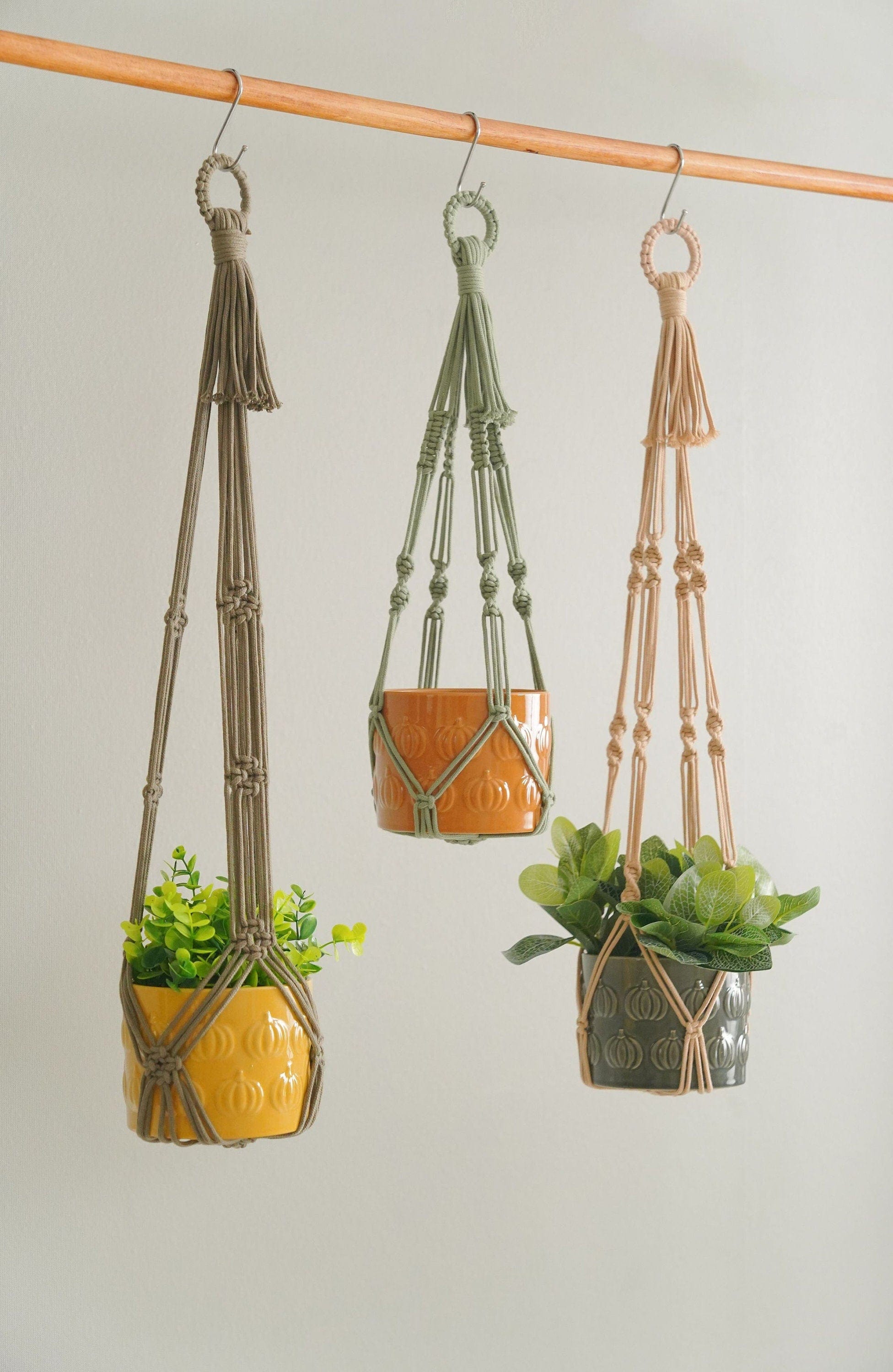 Eco-Friendly No Tassel Macrame Plant Hangers | Handwoven Hanging Planter | Boho Plant Pot Holder