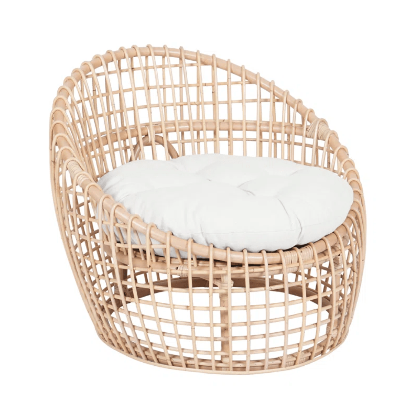 Elegant Aviyan Natural Rattan Occasional Chair with Removable Moisture-Resistant Cushion, Sustainable Design