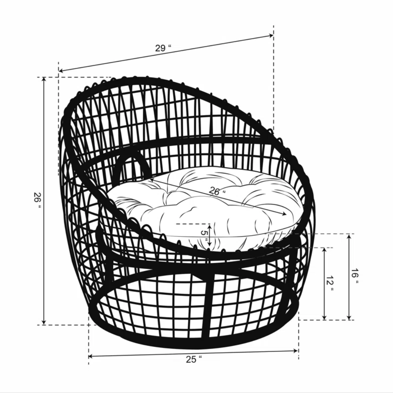 Elegant Aviyan Natural Rattan Occasional Chair with Removable Moisture-Resistant Cushion, Sustainable Design