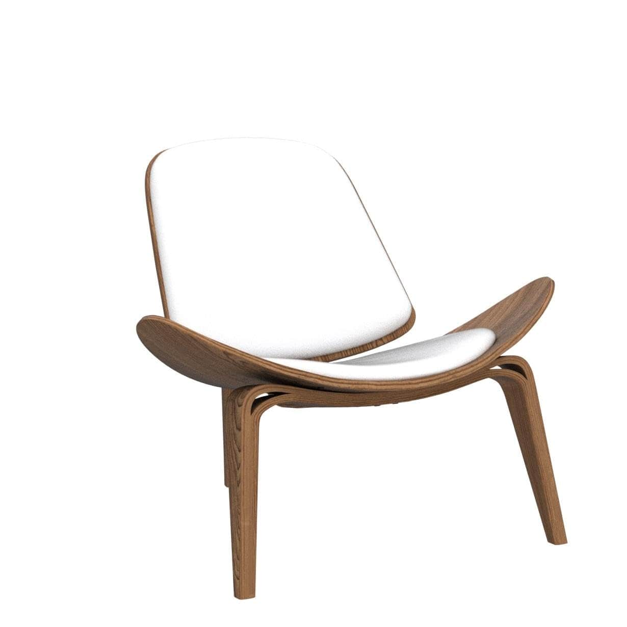 Ergonomic Shell Chair – Walnut Finish with Waterproof Leather Upholstery