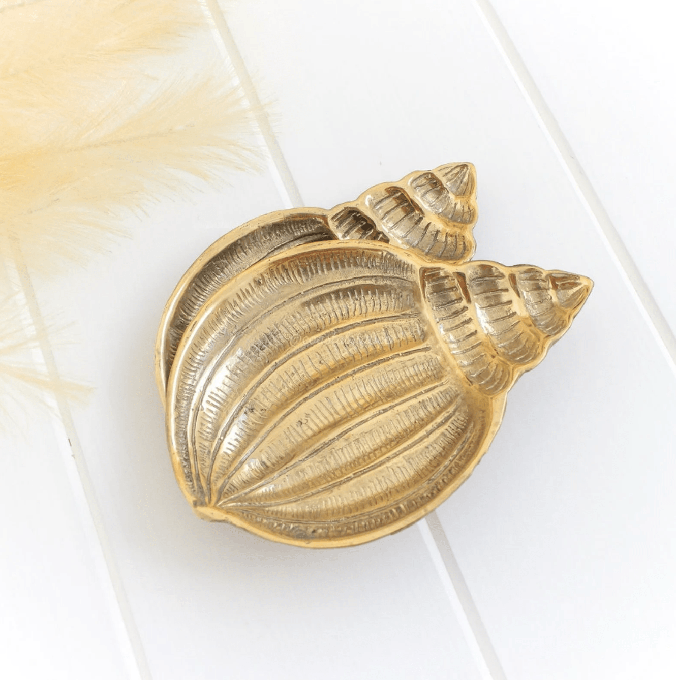 Gold Brass Snail Shell Trinket Tray – Elegant Jewelry Organizer