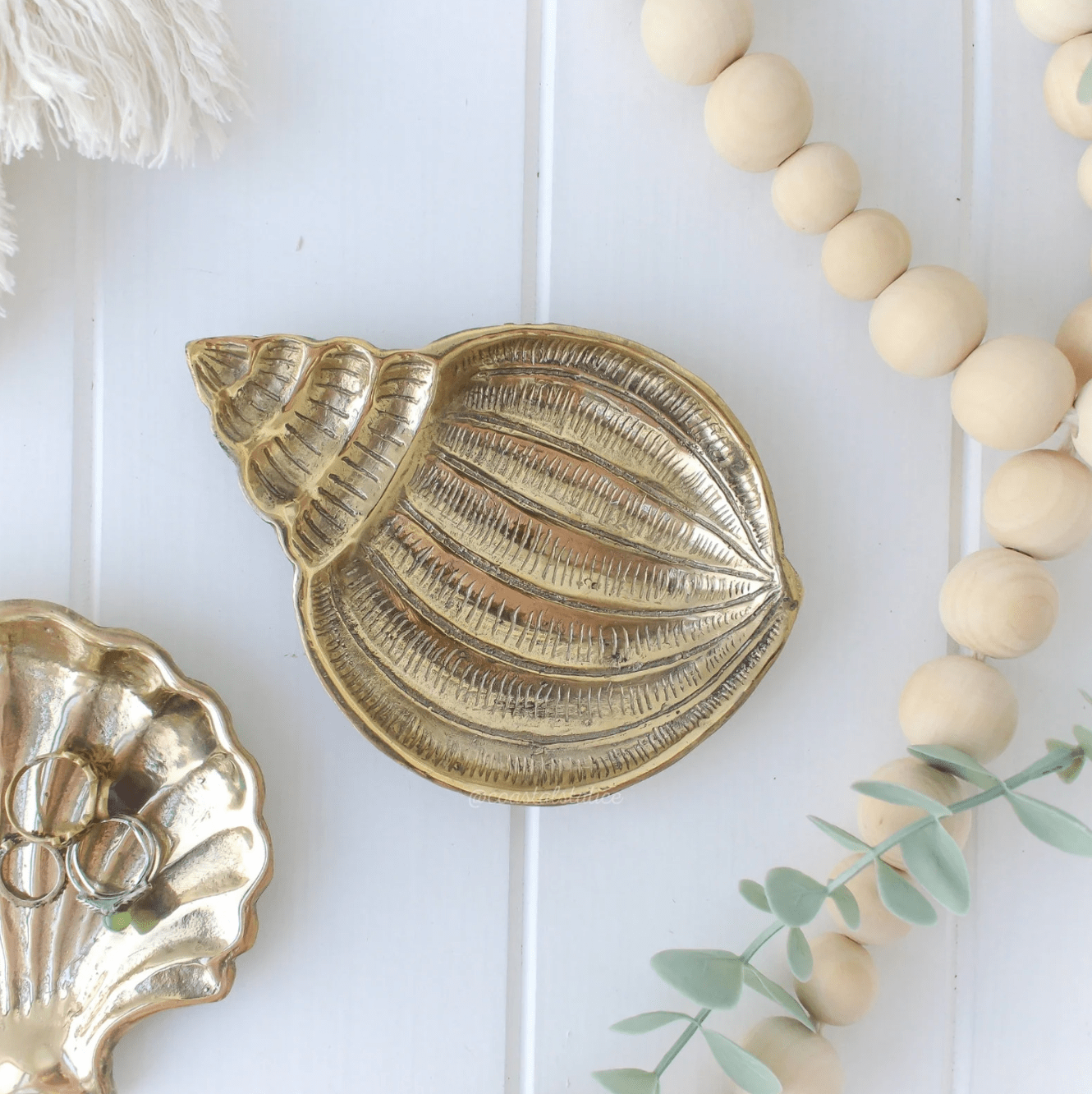 Gold Brass Snail Shell Trinket Tray – Elegant Jewelry Organizer