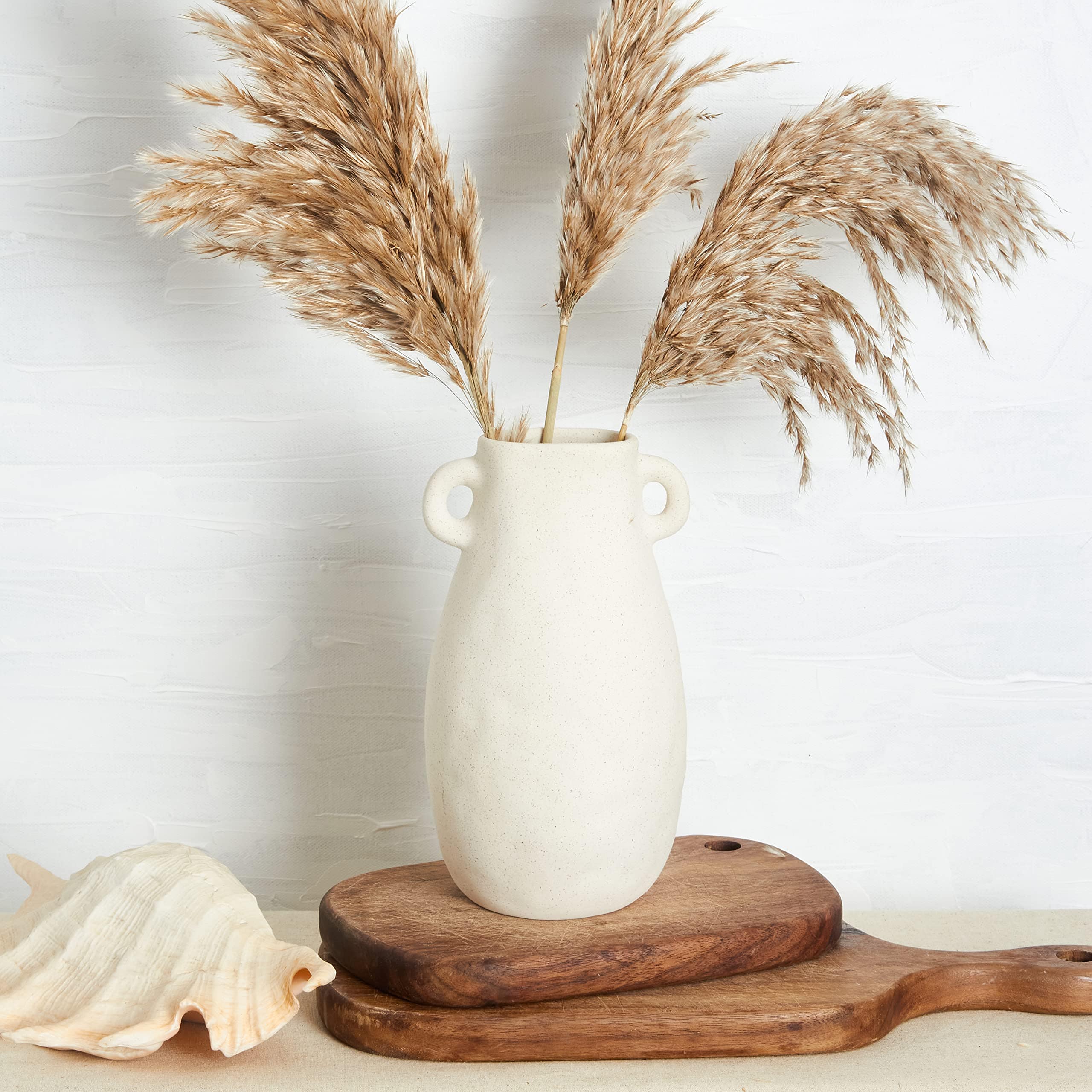 Greek-Inspired White Ceramic Vase – Rustic Neutral Pottery for Home Decor