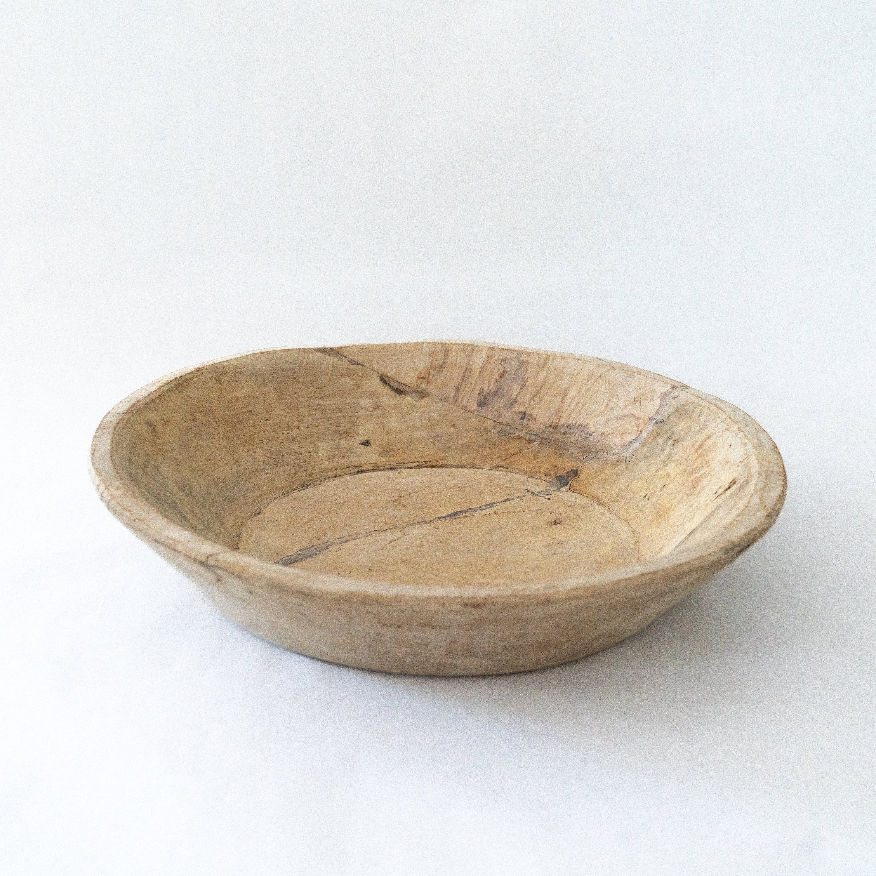 Hand-Carved Large Primitive Dough Bowl - Versatile Decorative Piece for Kitchen and Home