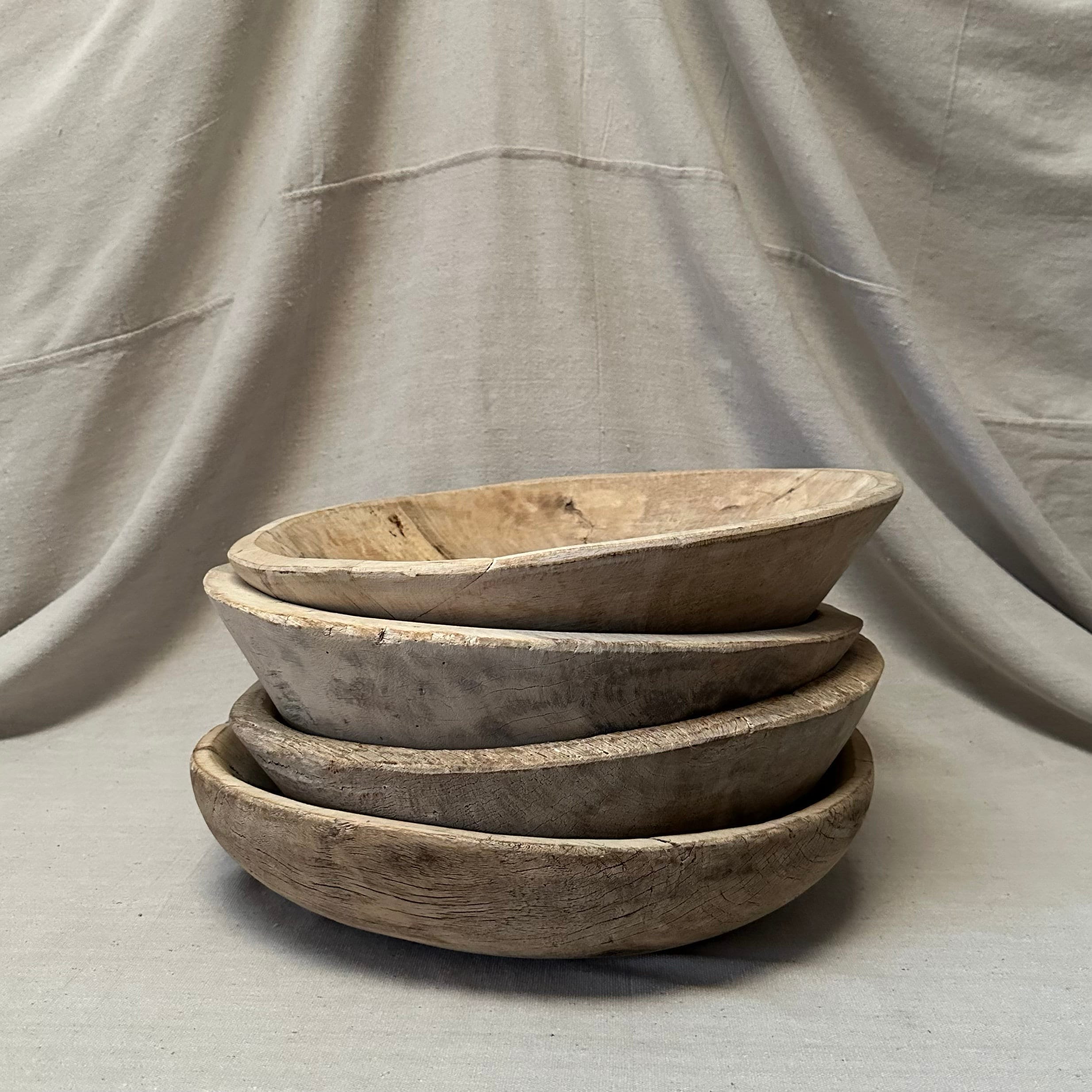 Hand-Carved Large Primitive Dough Bowl - Versatile Decorative Piece for Kitchen and Home