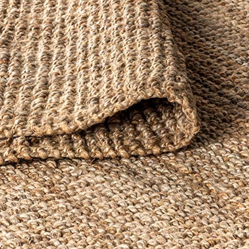 Hand Woven Chunky Jute Area Rug with Fringe – Bohemian Style for Bedroom, Kitchen, and Living Room, Natural, Available in 5' x 8' and 8' x 10'