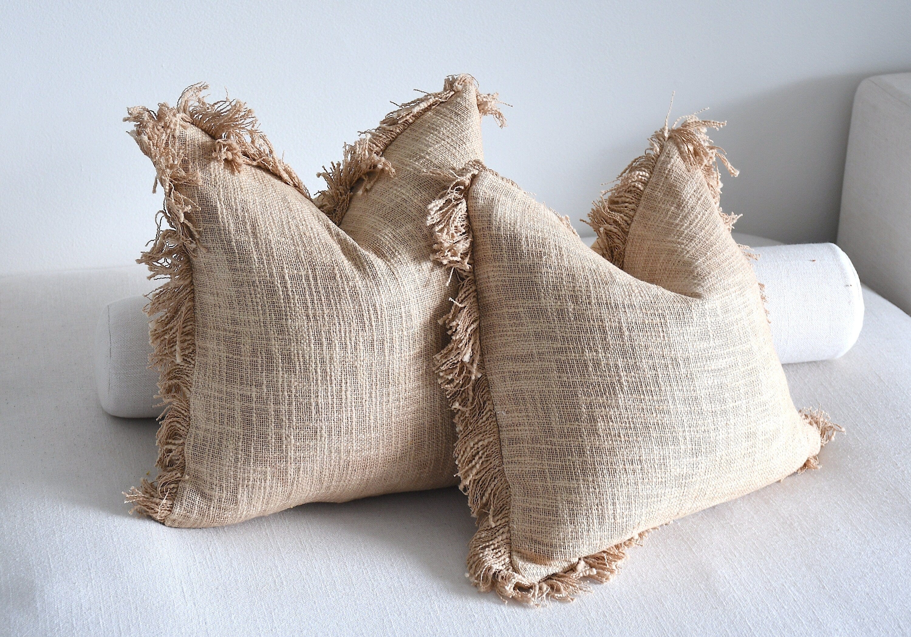 Hand-Woven Cotton Pillow Covers from India - 16x16 - Boho Decor - (Insert Not Included)