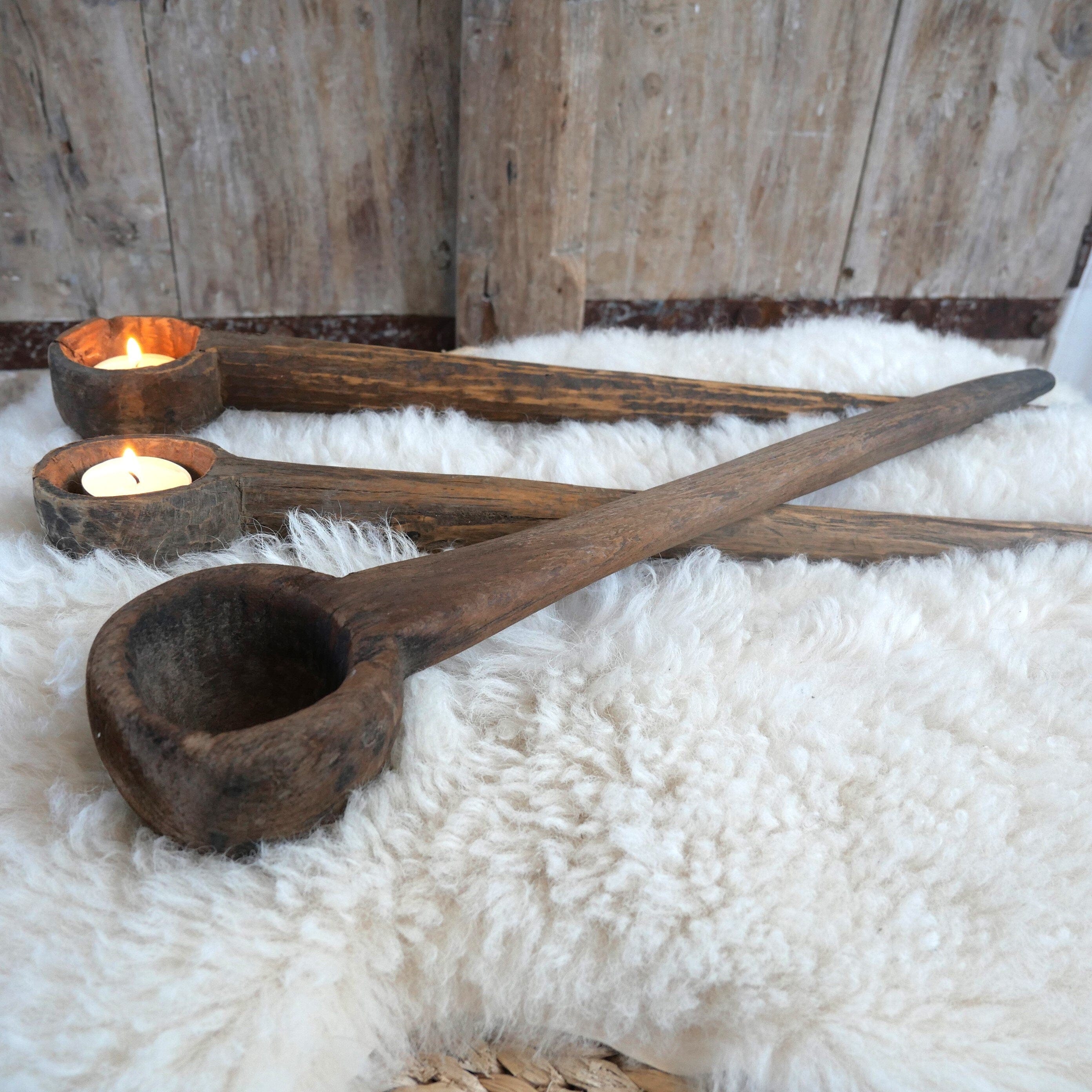 Handcarved Old Rustic Wooden Rice Spoon – Boho Farmhouse Kitchen Tool