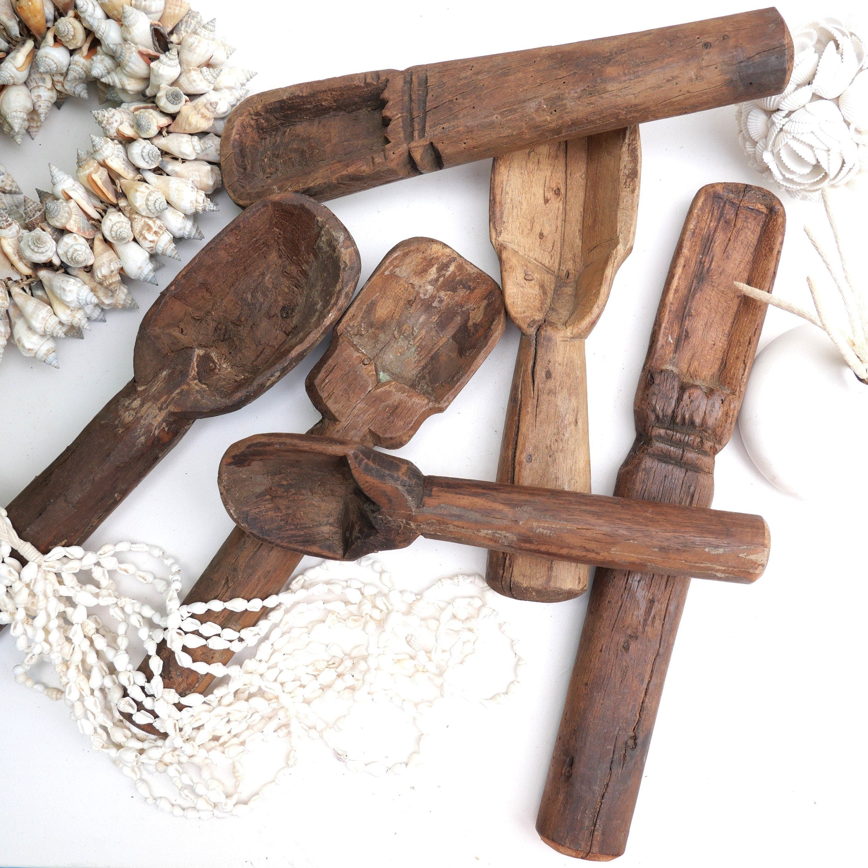 Handcarved Old Rustic Wooden Rice Spoon – Vintage Boho Kitchen Decor