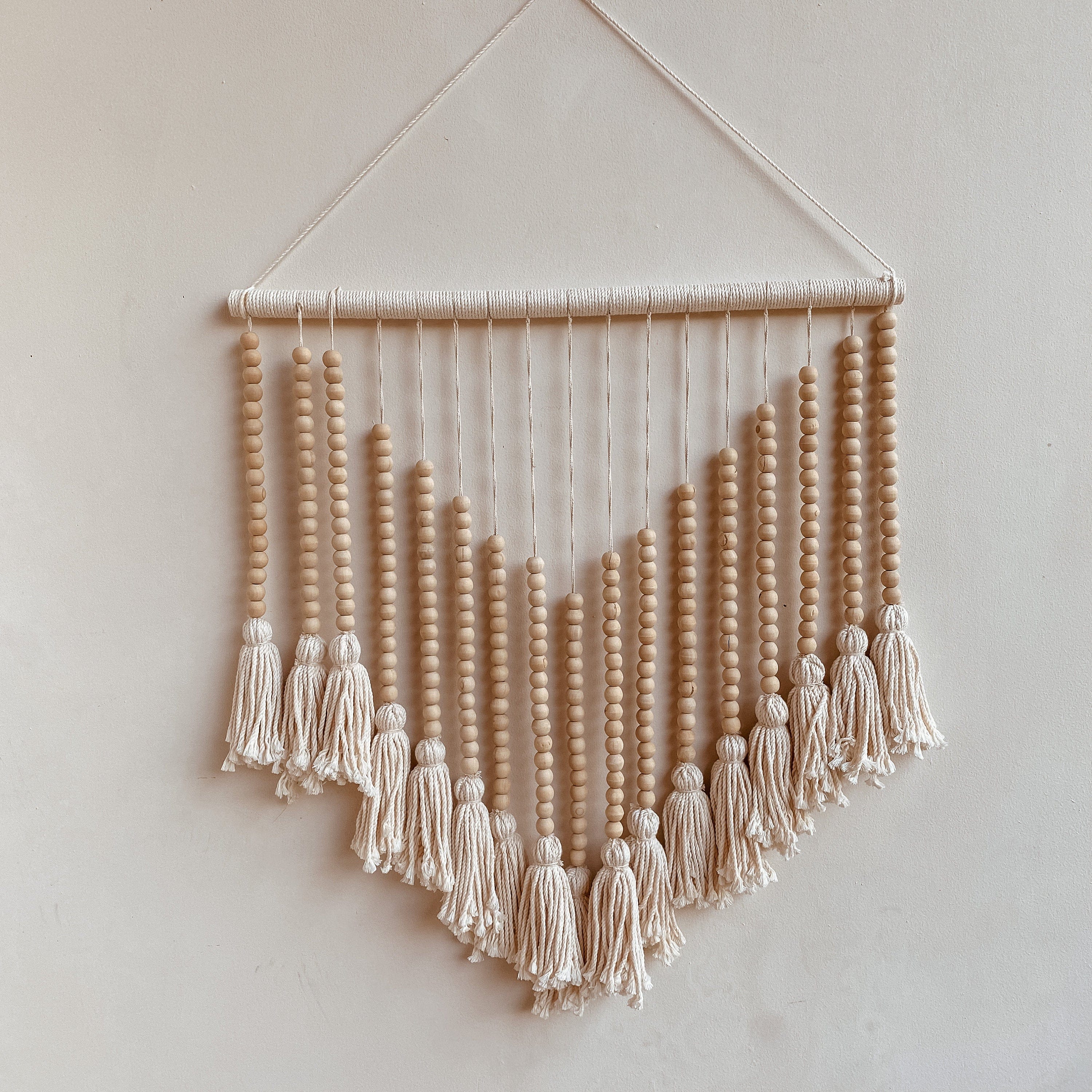 Handcrafted Boho Wood Bead Wall Decoration - Unique Wall Hanging from Indonesia