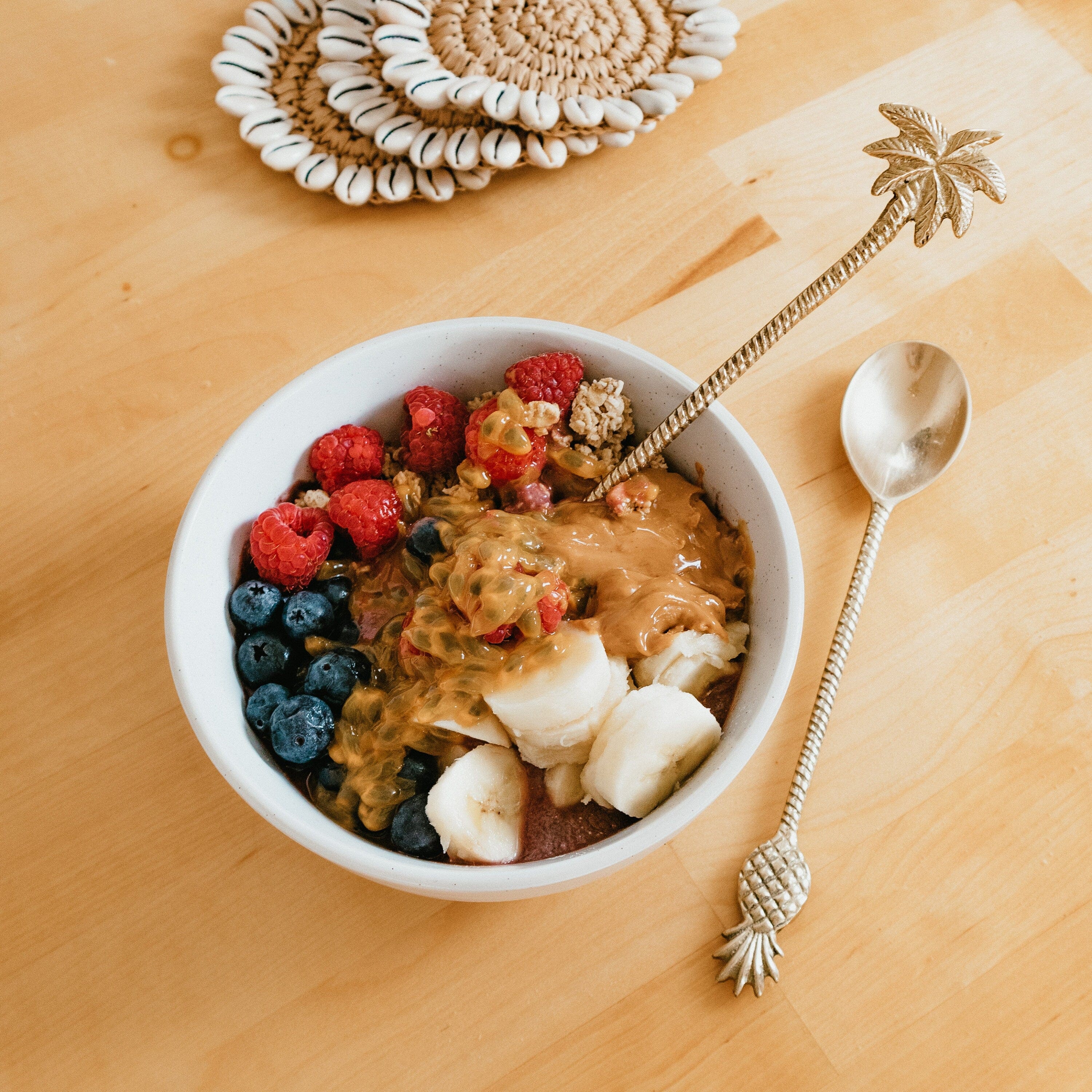 Handcrafted Gold Brass Spoons for Smoothie Bowls – Perfect for Food Styling and Photography