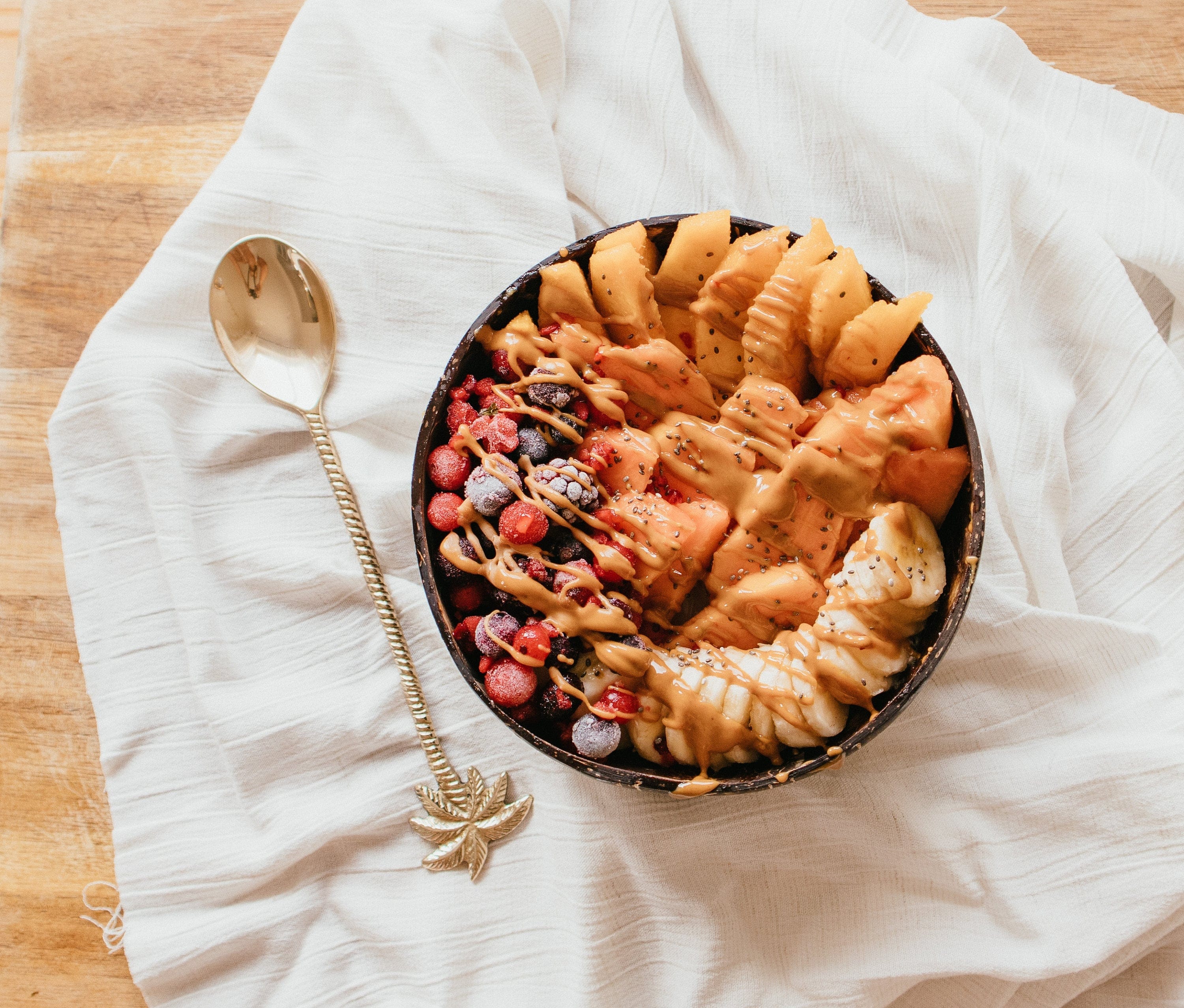 Handcrafted Gold Brass Spoons for Smoothie Bowls – Perfect for Food Styling and Photography