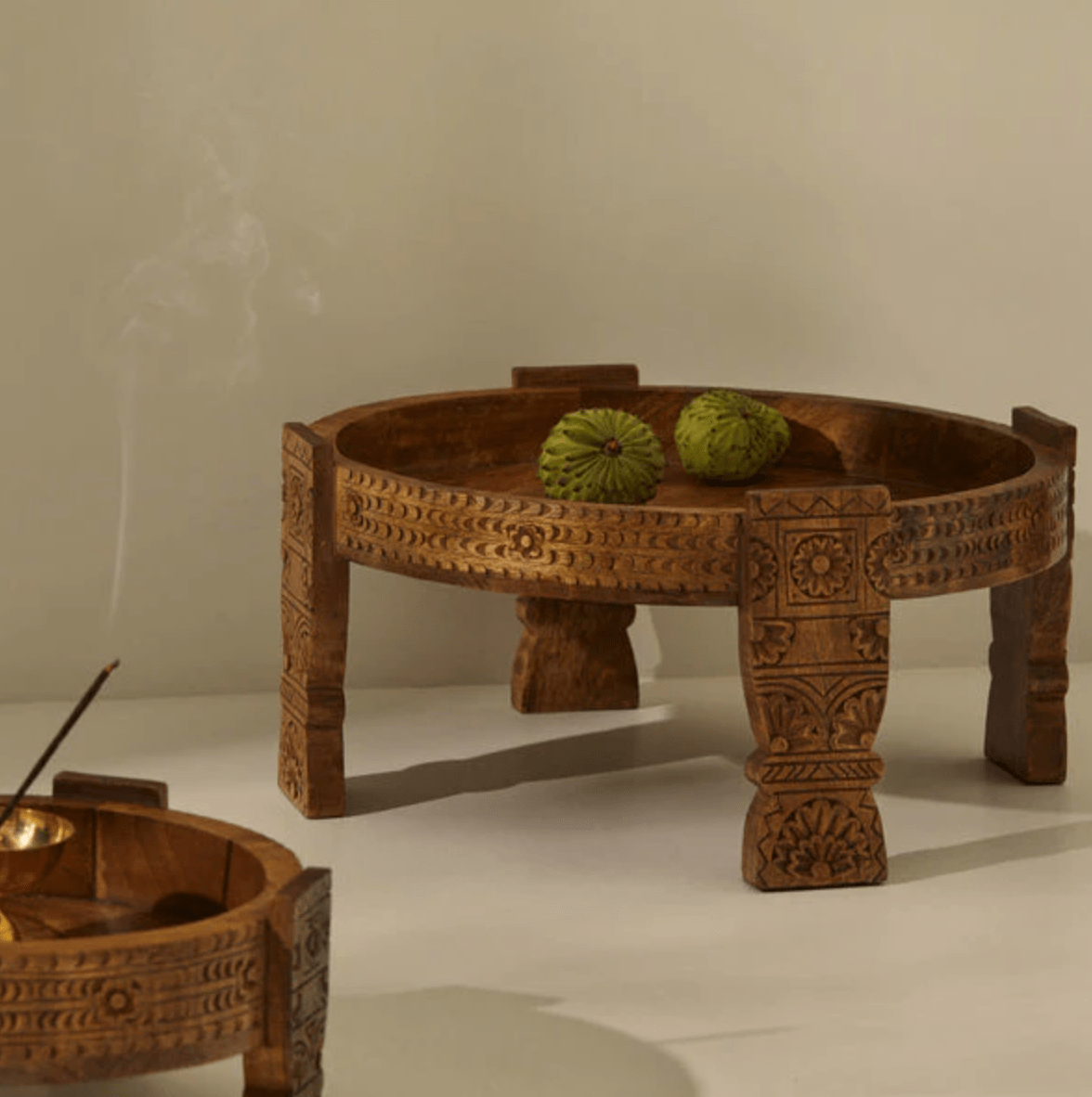 Handcrafted Mango Wood Coffee Table - Versatile and Durable with Elegant Carvings - Made in India