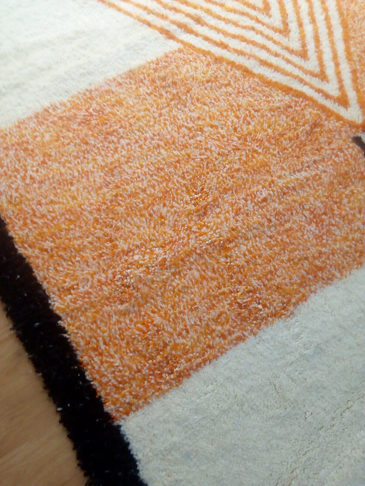 Handcrafted Moroccan Berber Rug, Beni Ourain Style Wool Rug, Azilal Design in Vibrant Orange