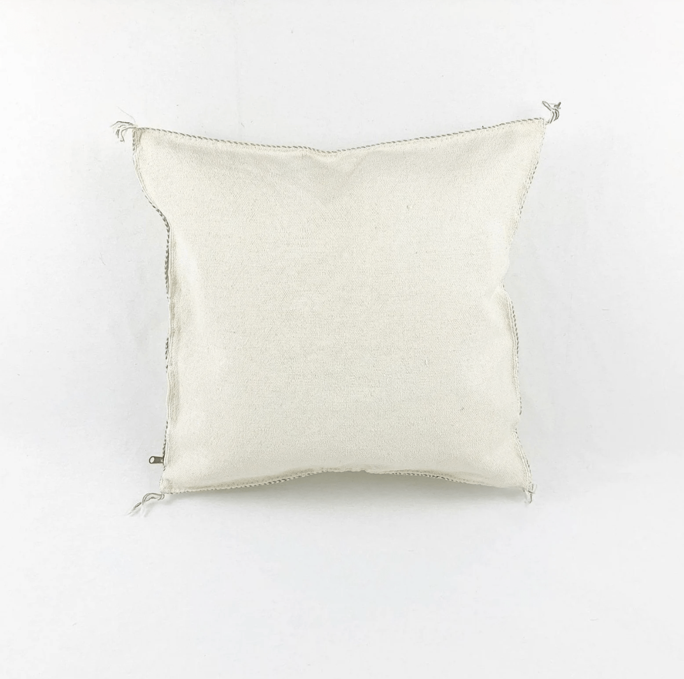 Handcrafted Moroccan Cactus Silk Cushions: Luxurious White 18x18 Silk Lumbar and Decorative Pillows