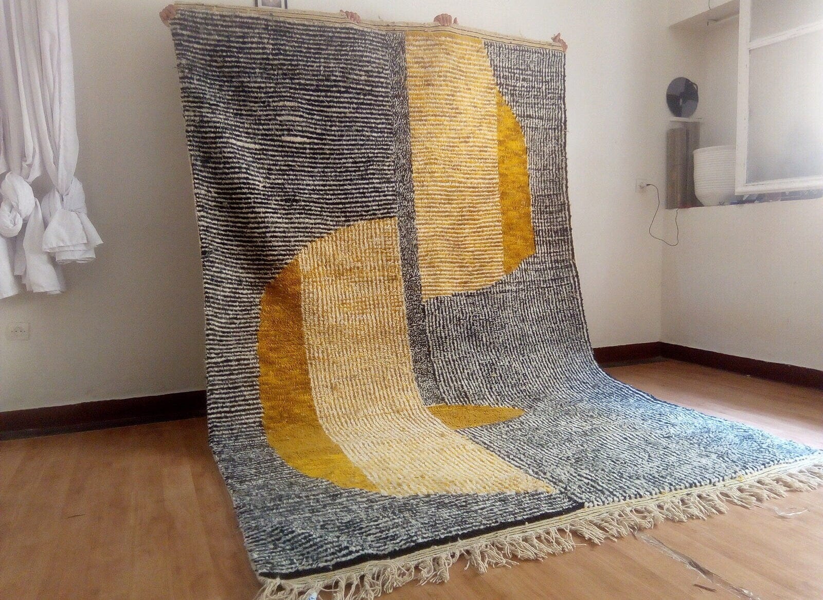 Handcrafted Moroccan Wool Rug, Beni Ourain Style with Azilal Berber Design in Brown