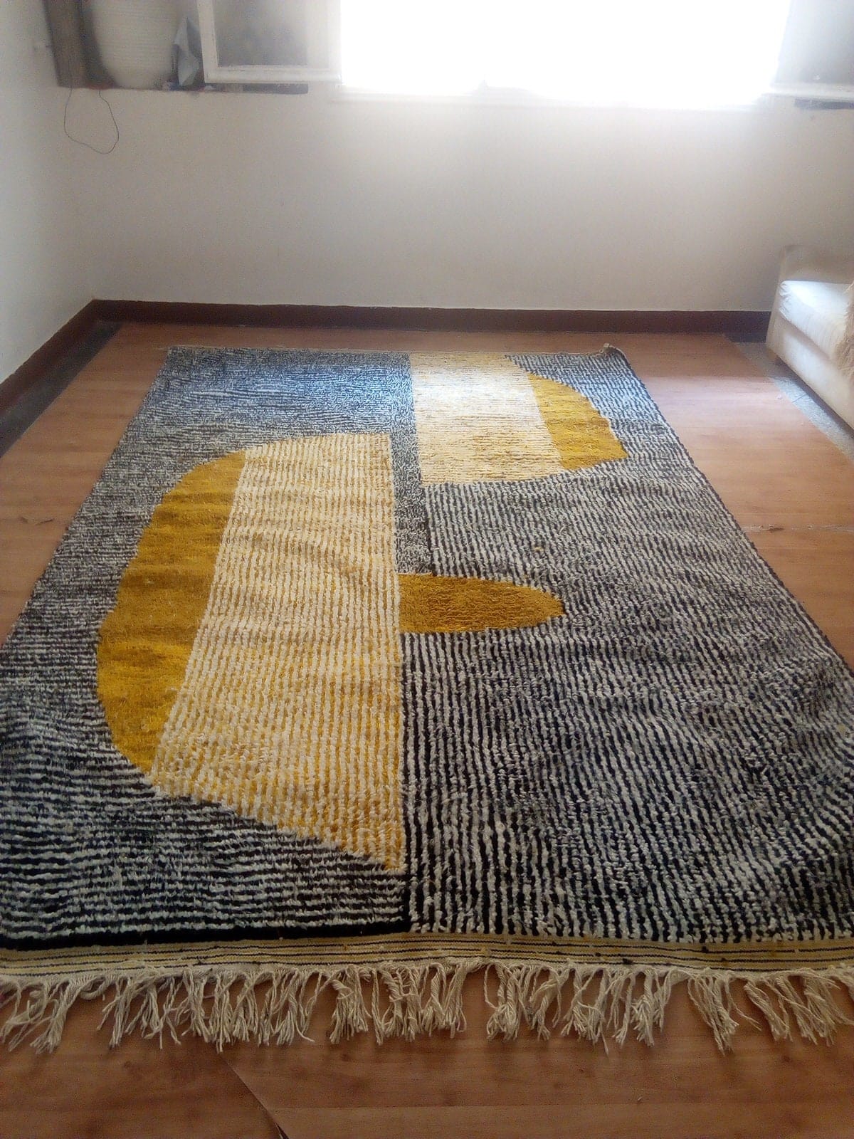 Handcrafted Moroccan Wool Rug, Beni Ourain Style with Azilal Berber Design in Brown