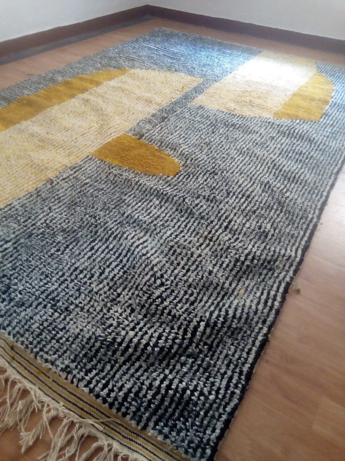 Handcrafted Moroccan Wool Rug, Beni Ourain Style with Azilal Berber Design in Brown