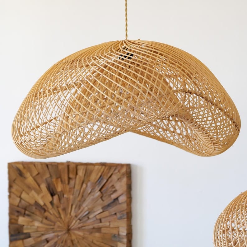 Handcrafted Natural Rattan Lampshade – Versatile Boho and Rustic Home Decor