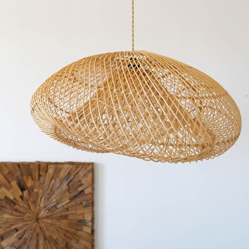 Handcrafted Natural Rattan Lampshade – Versatile Boho and Rustic Home Decor