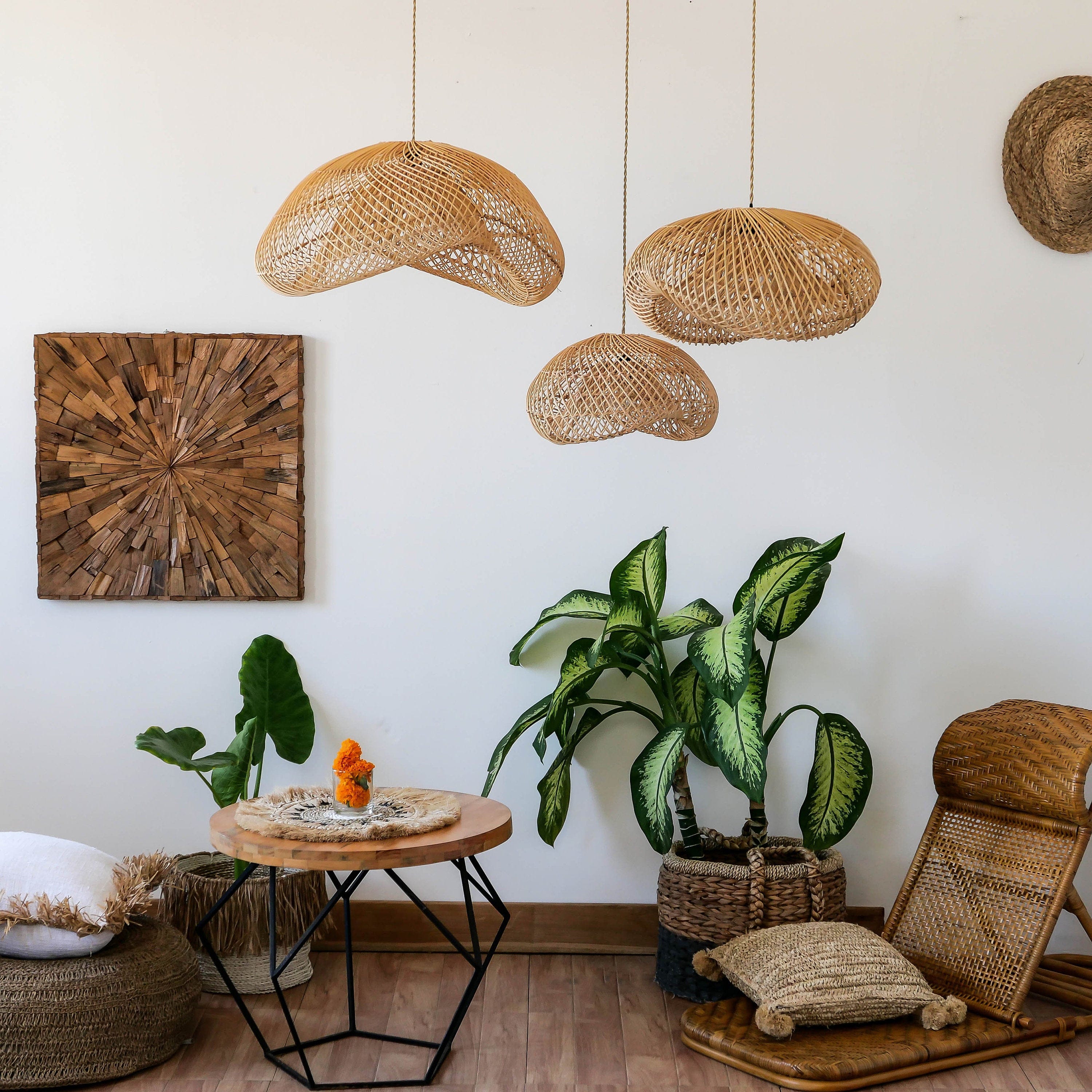 Handcrafted Natural Rattan Lampshade – Versatile Boho and Rustic Home Decor