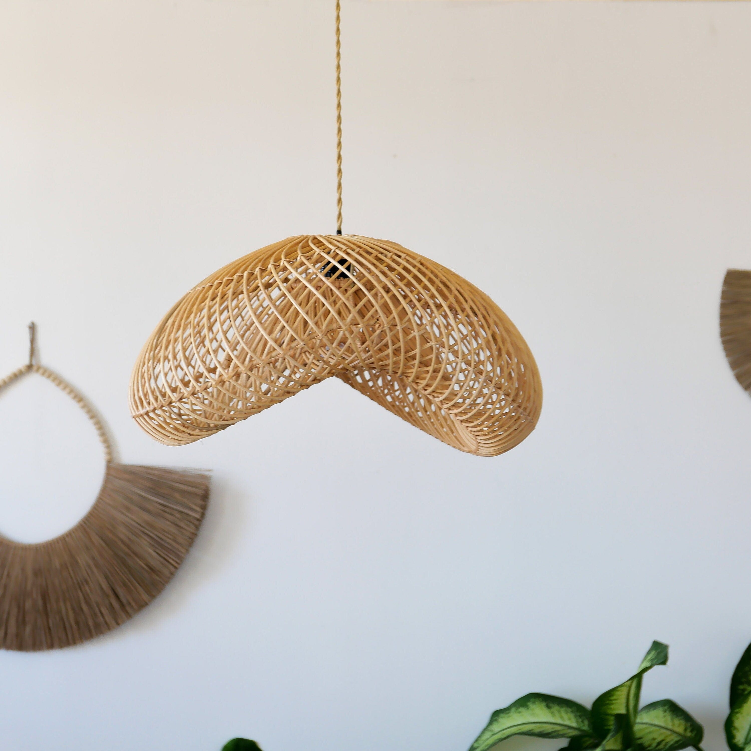 Handcrafted Natural Rattan Lampshade – Versatile Boho and Rustic Home Decor