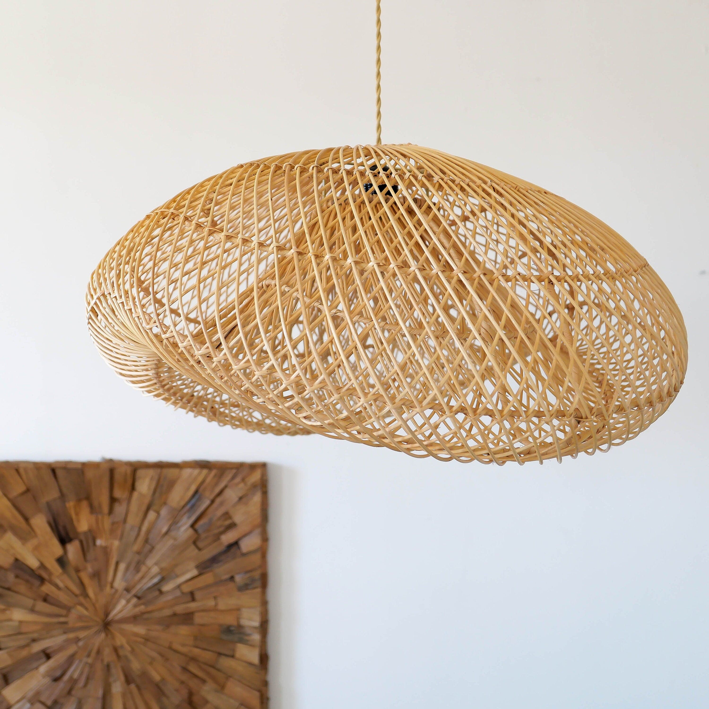 Handcrafted Natural Rattan Lampshade – Versatile Boho and Rustic Home Decor