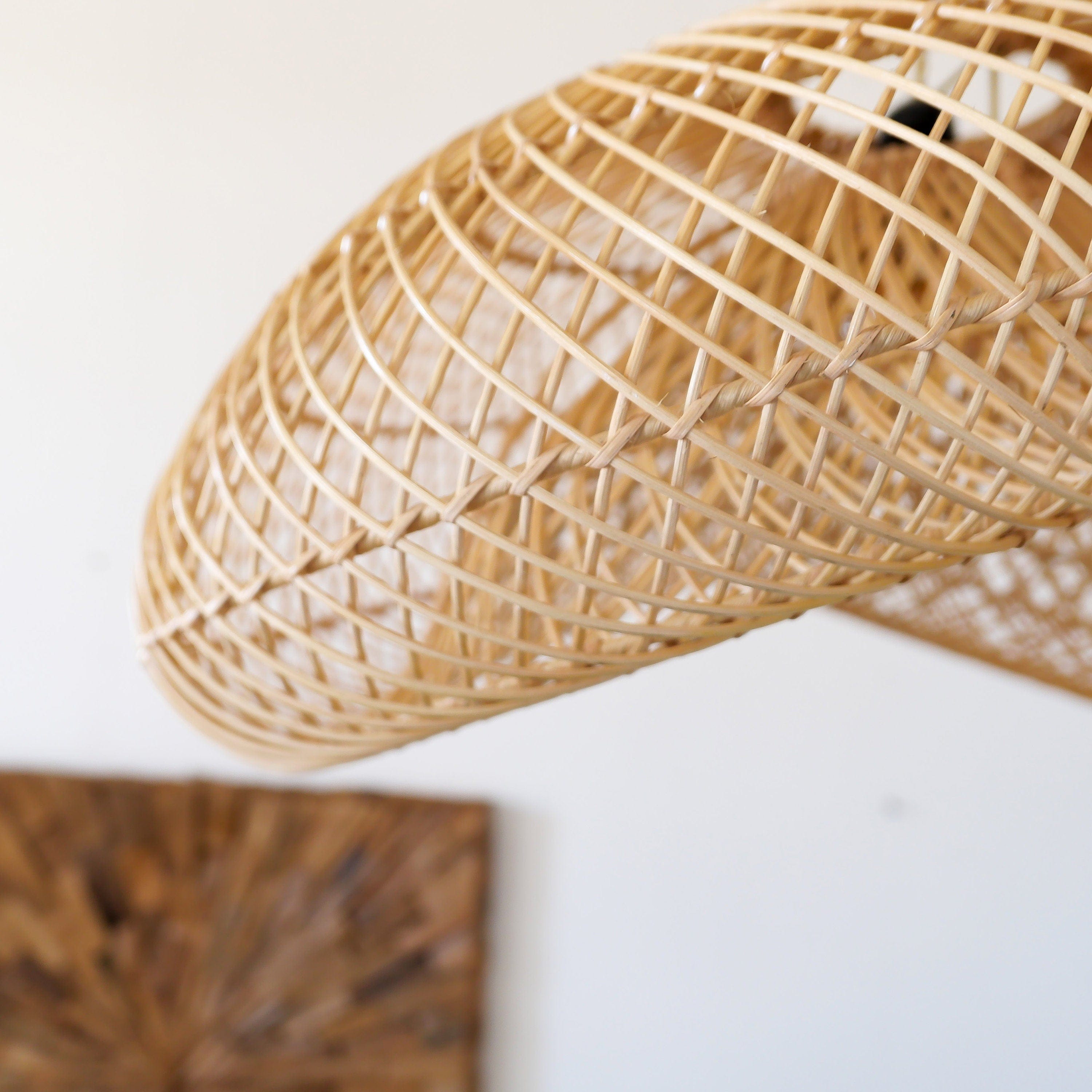 Handcrafted Natural Rattan Lampshade – Versatile Boho and Rustic Home Decor