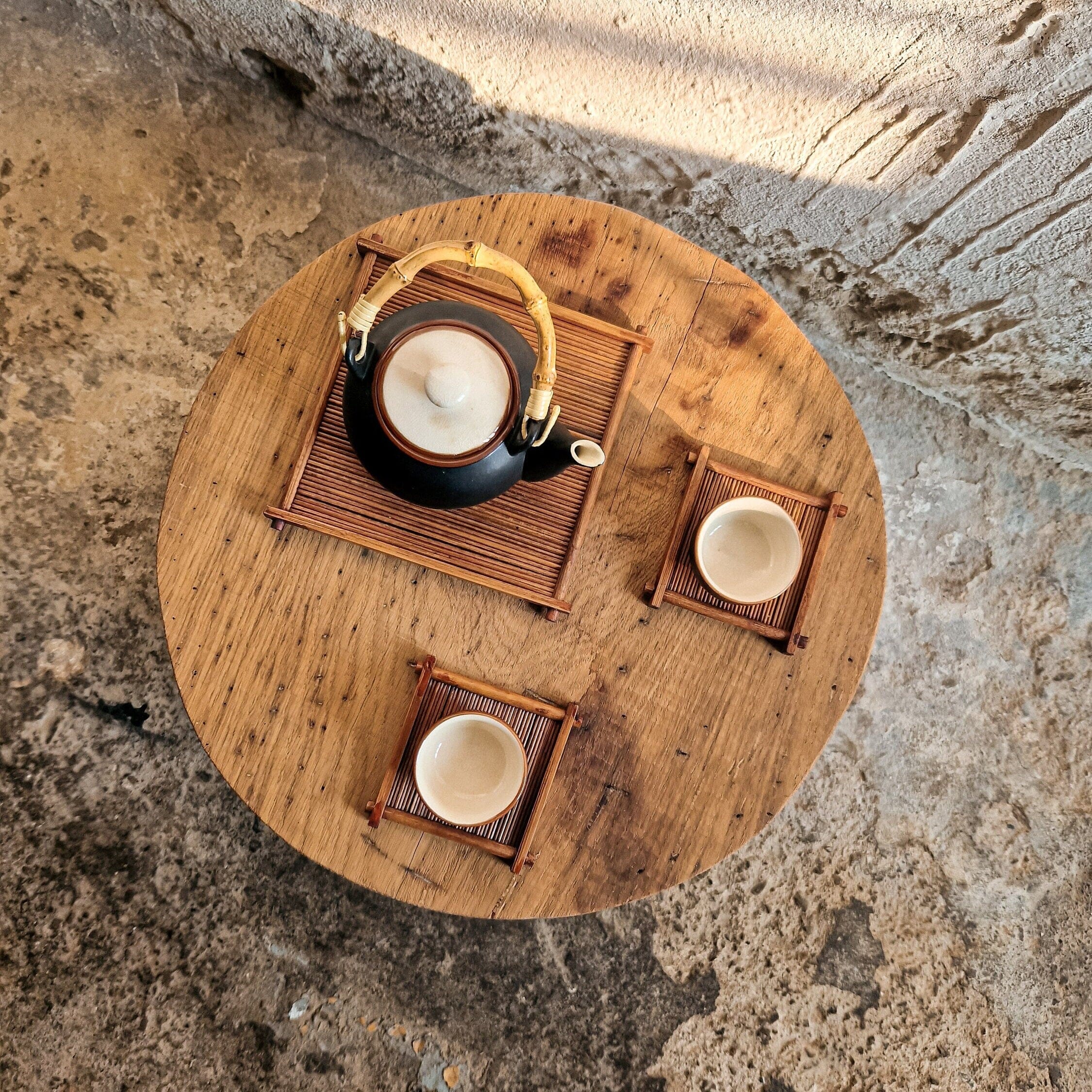 Handcrafted Oak Coffee Table – Reclaimed Wood Oak Coffee Table - Rustic Elegance for Wabi Sabi and Boho Interiors