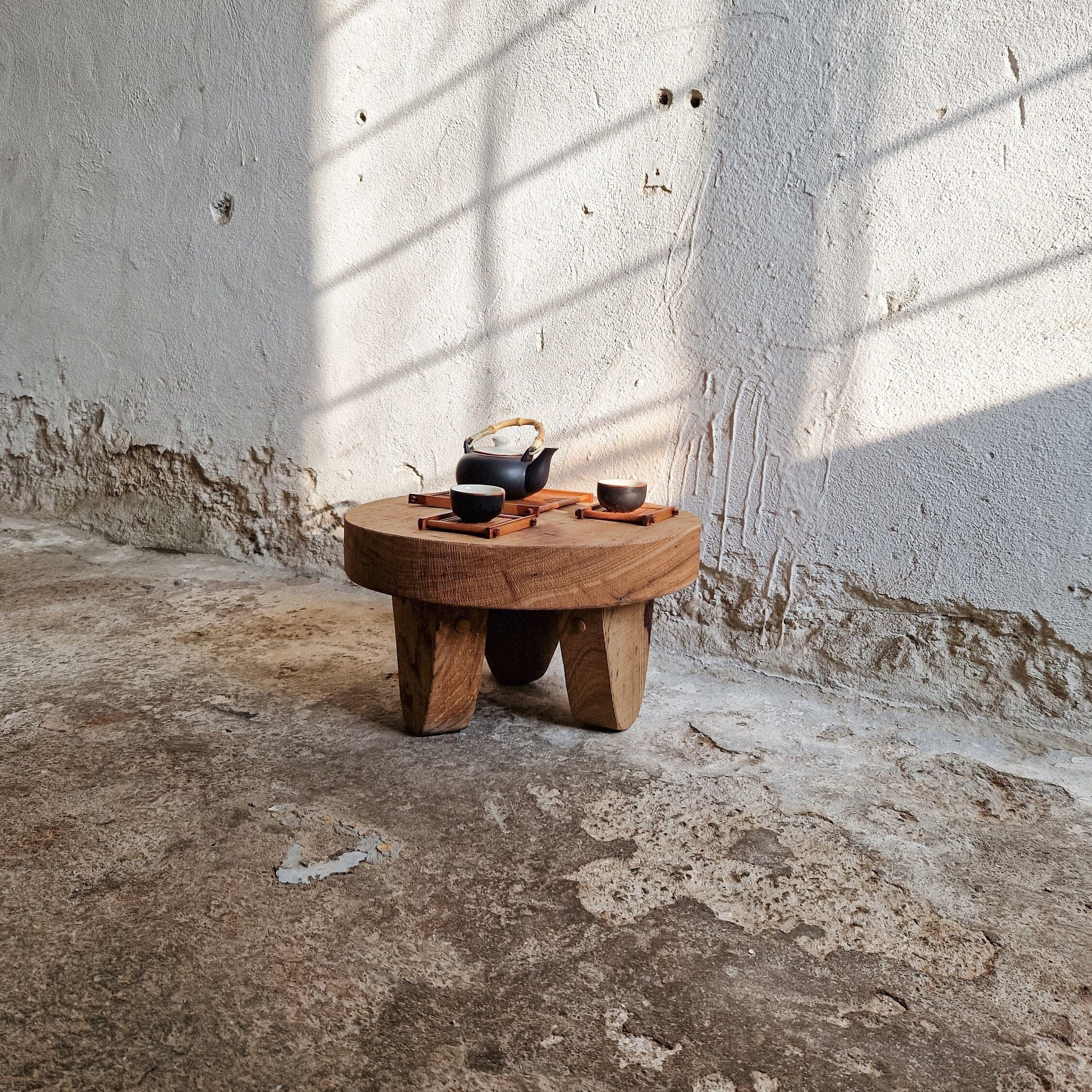 Handcrafted Oak Coffee Table – Reclaimed Wood Oak Coffee Table - Rustic Elegance for Wabi Sabi and Boho Interiors