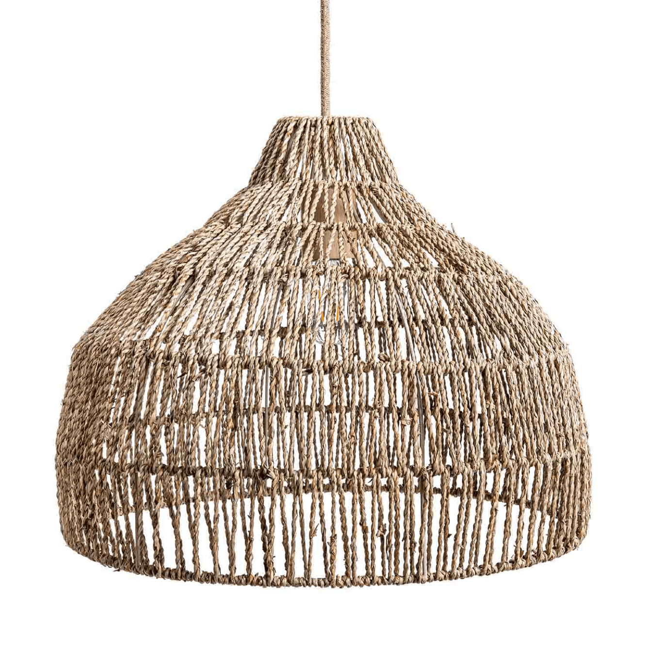 Handcrafted Rattan Pendant Light - Boho Lampshade for Natural Ambiance in Living Rooms, Bedrooms, and Patios - Dreamy 15*17.5